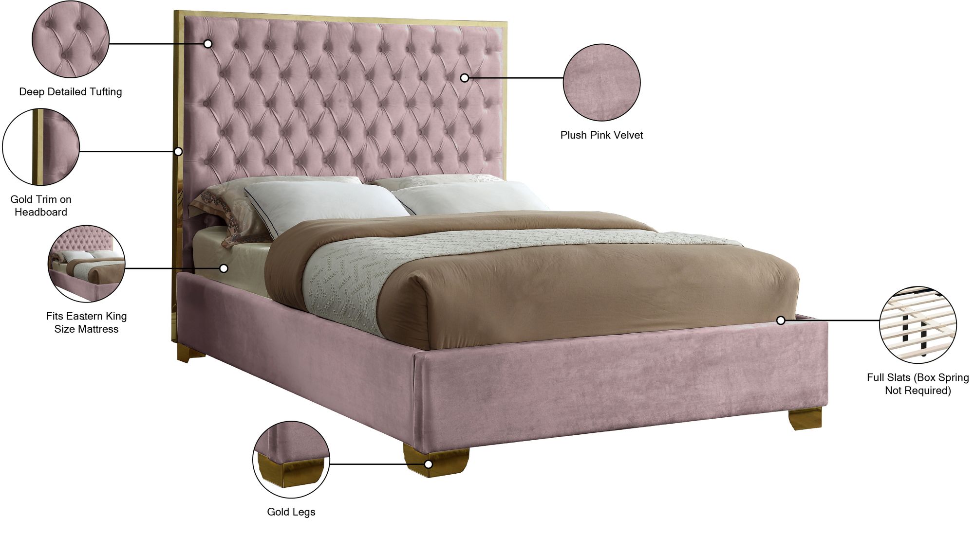 Lana Velvet King Size Bed