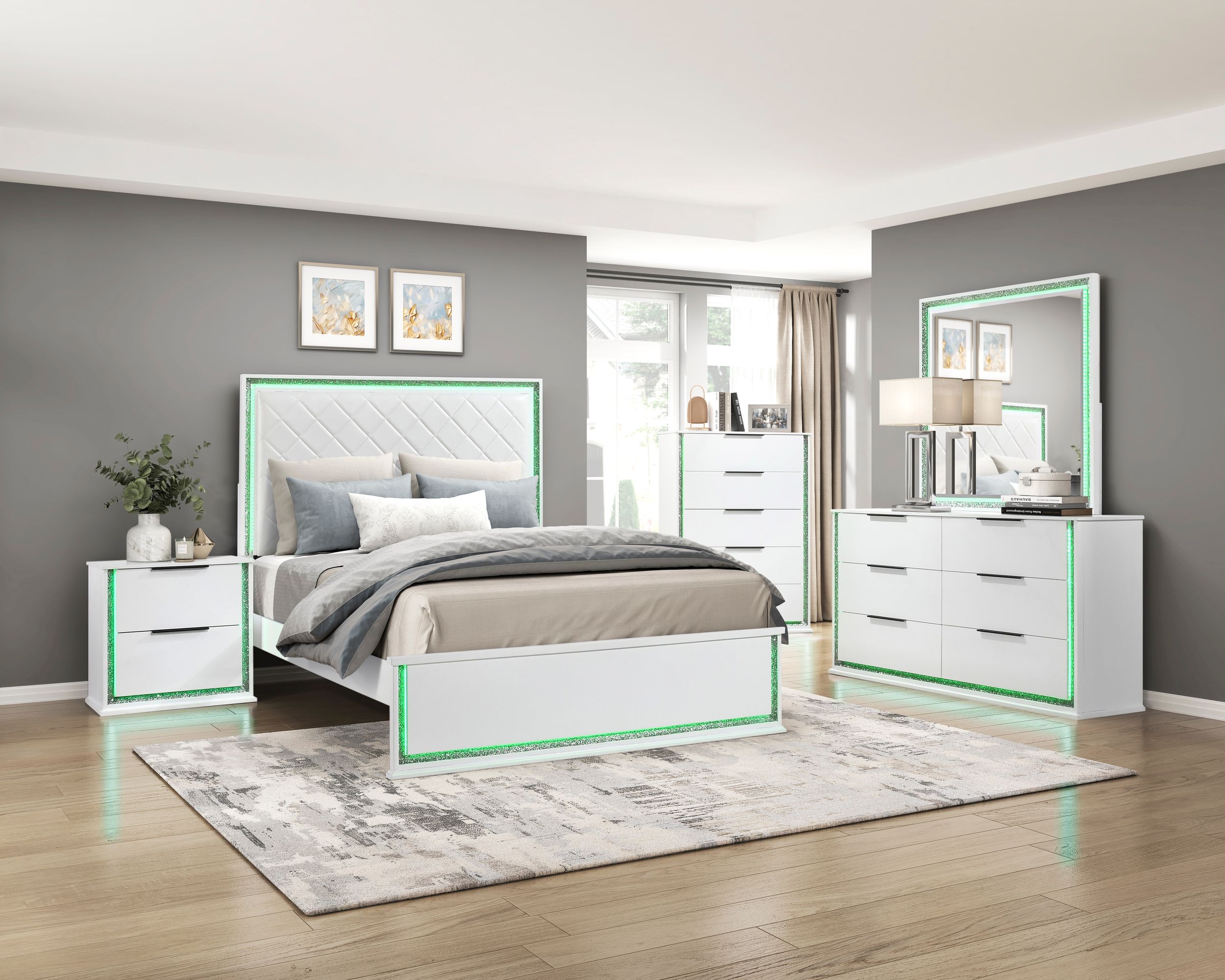 Lumin Wood LED Lighting 6-Drawer Double Dresser