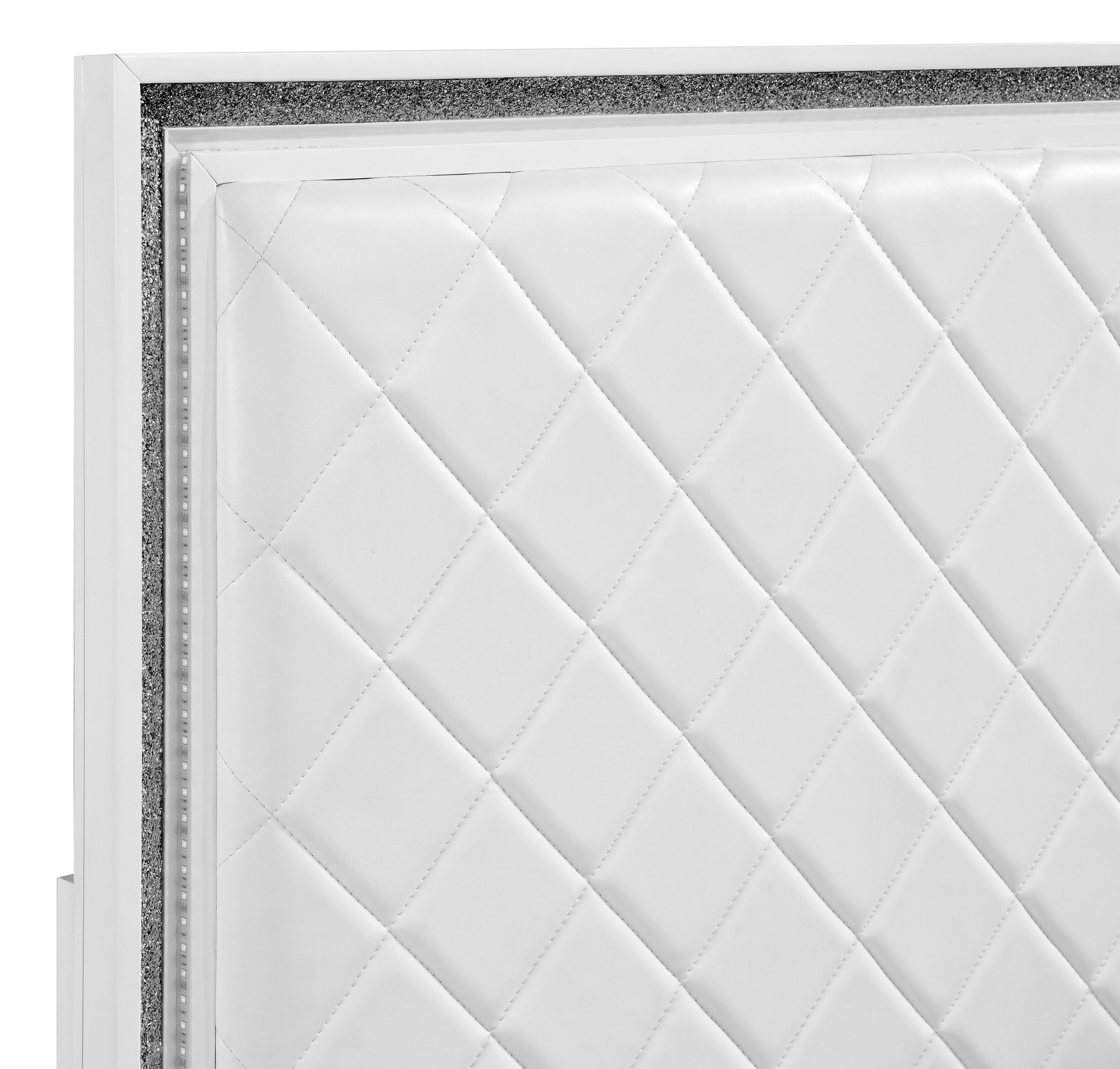 Lumin Faux Leather/Wood Eastern King Panel Bed with LED Lighting