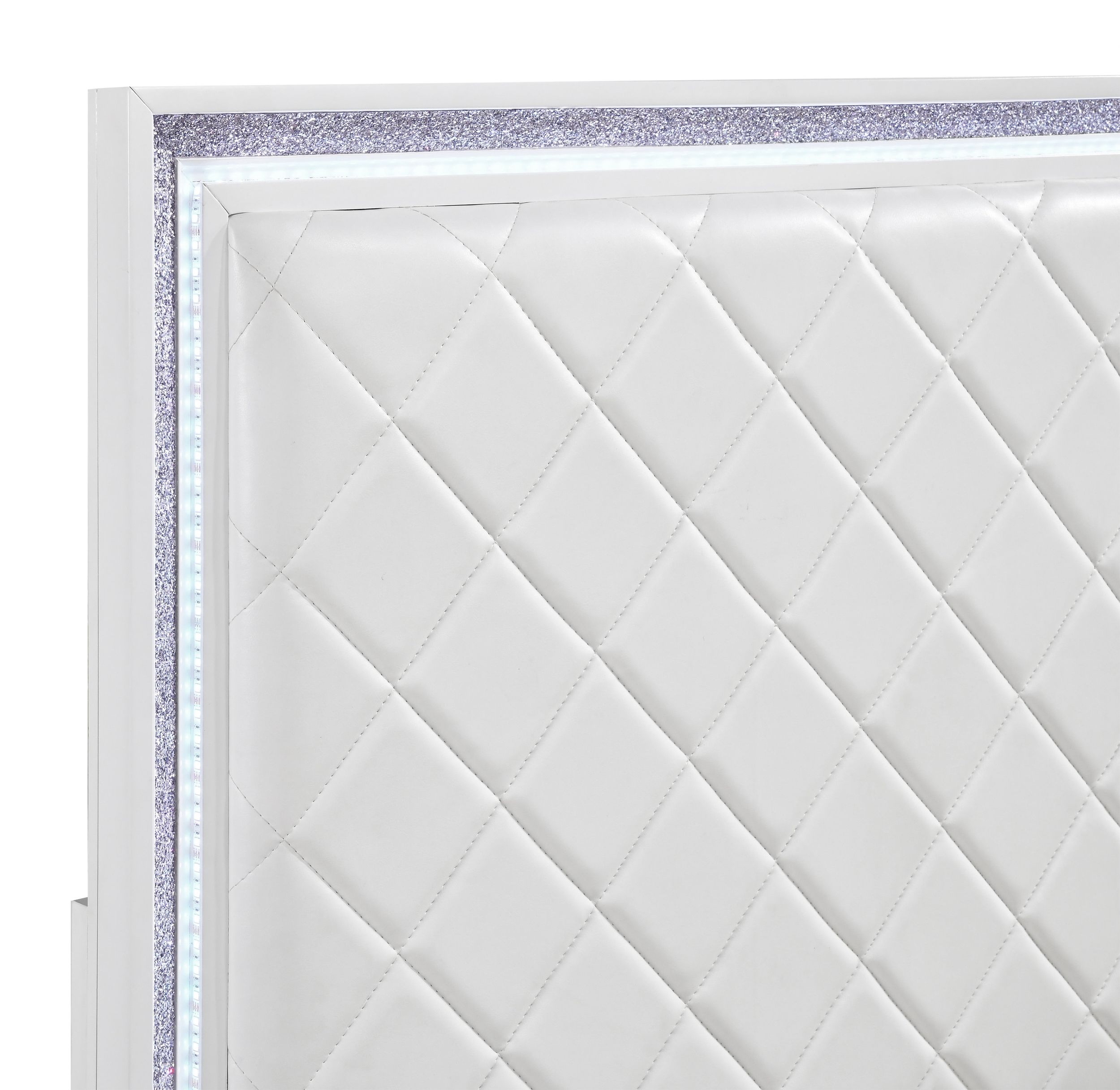 Lumin Faux Leather/Wood Eastern King Panel Bed with LED Lighting