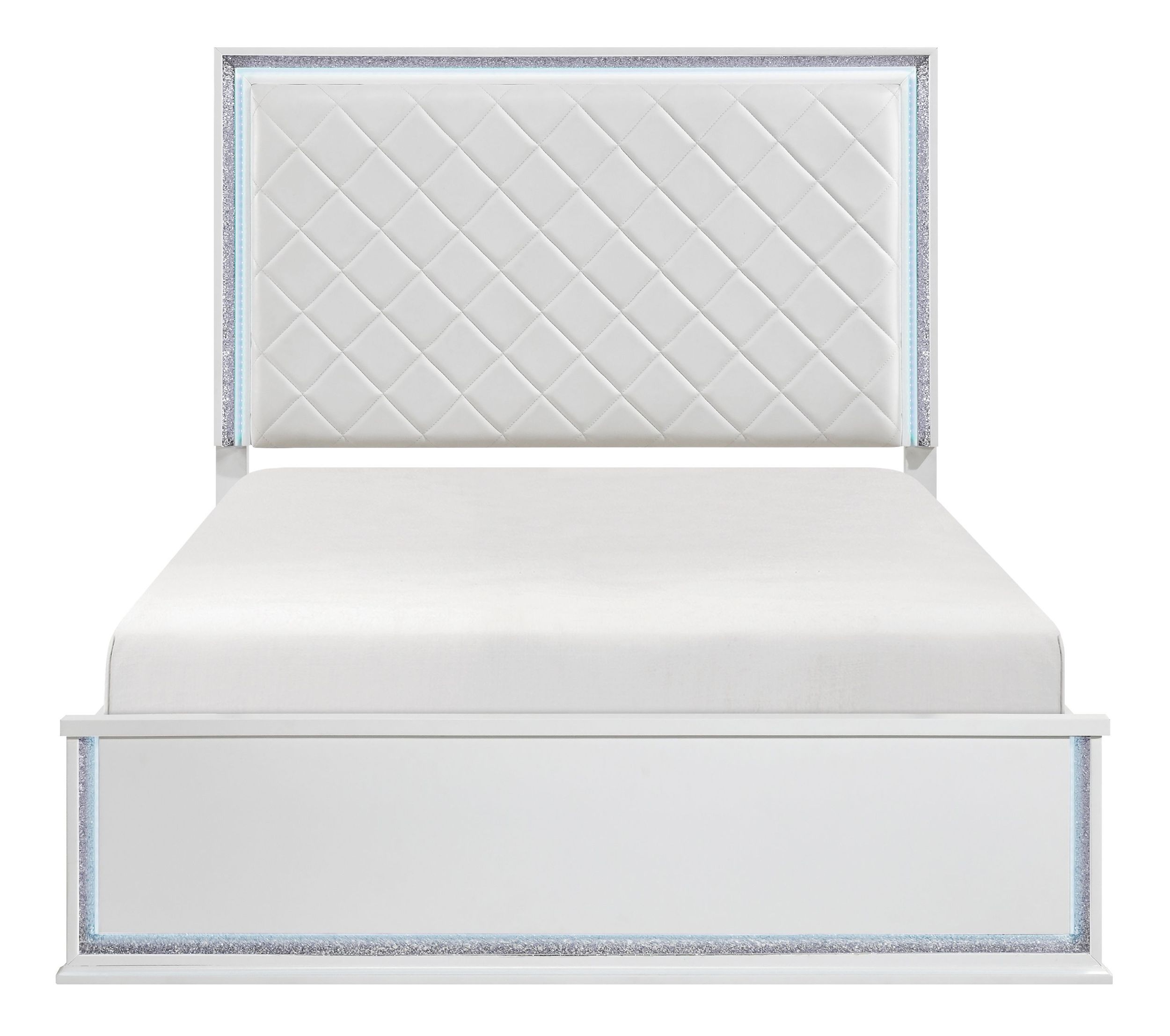 Lumin Faux Leather/Wood Panel Bed with LED Lighting