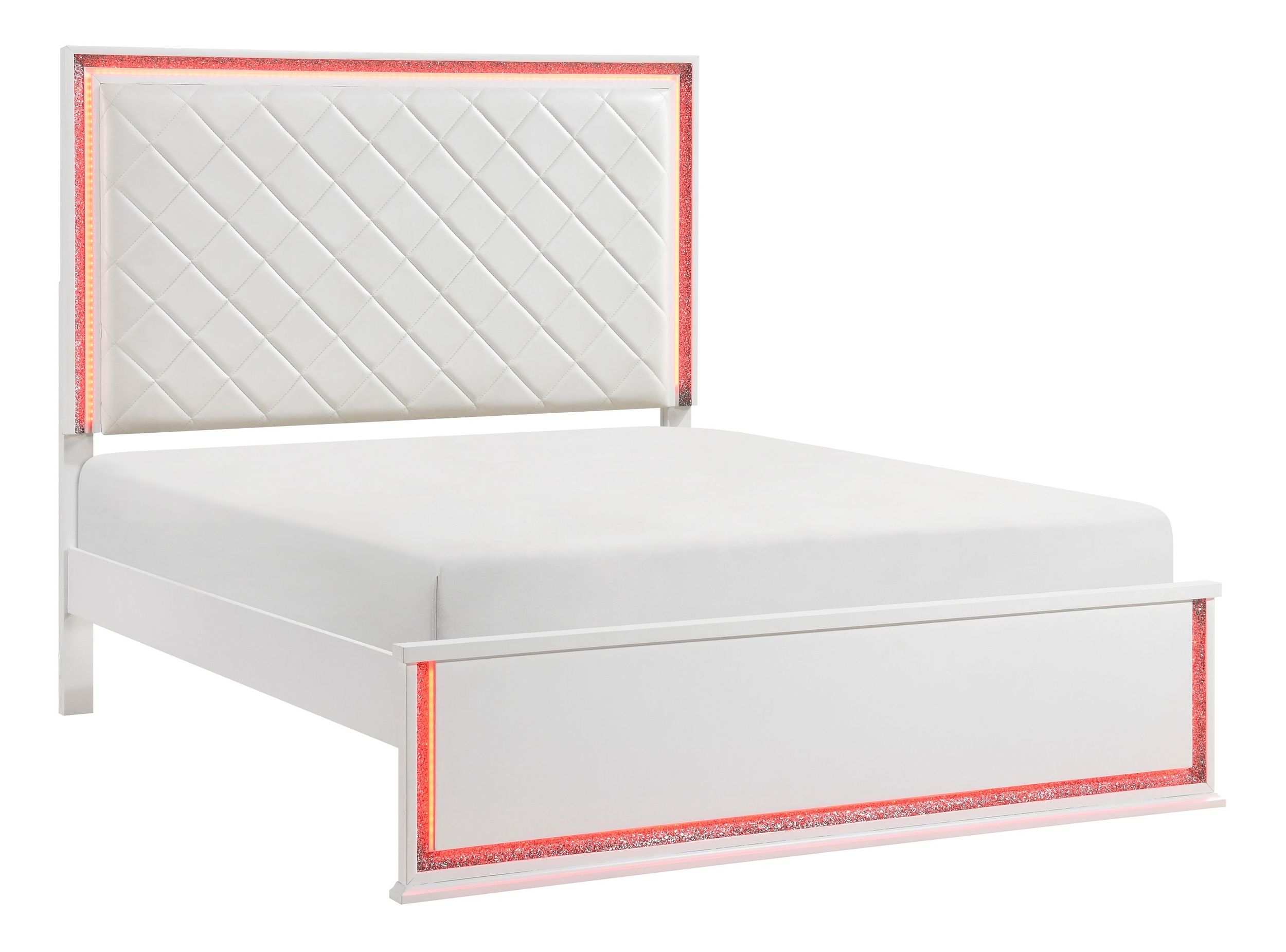 Lumin Faux Leather/Wood California King Panel Bed with LED Lighting