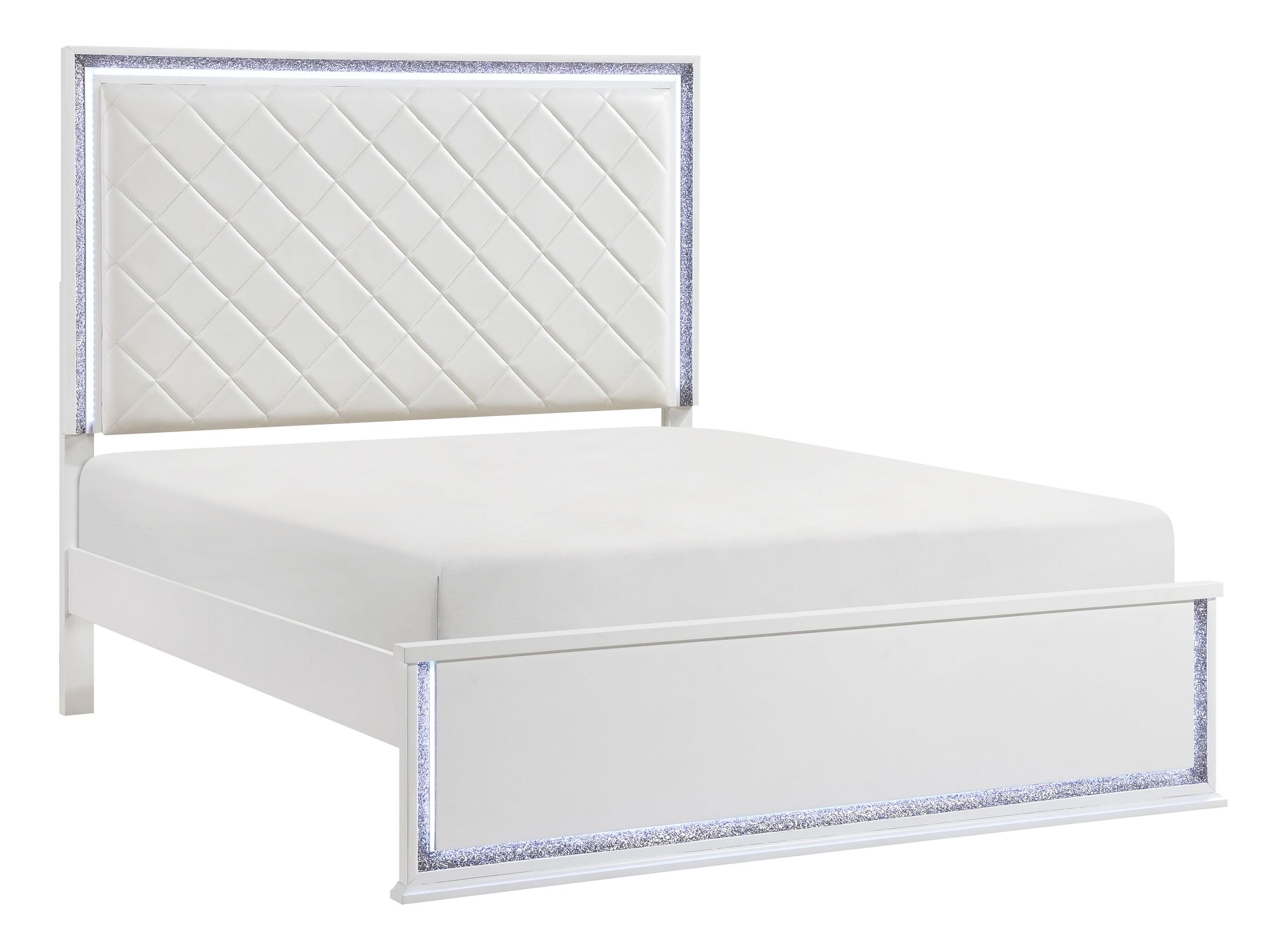 Lumin Faux Leather/Wood Panel Bedroom Set with LED Lighting