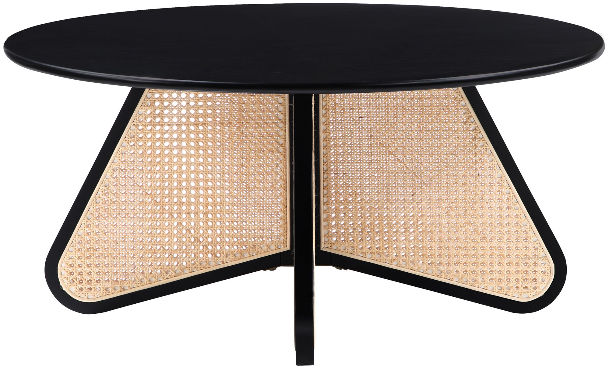 Butterfly 38" Wood Veneer Coffee Table with Natural Cane