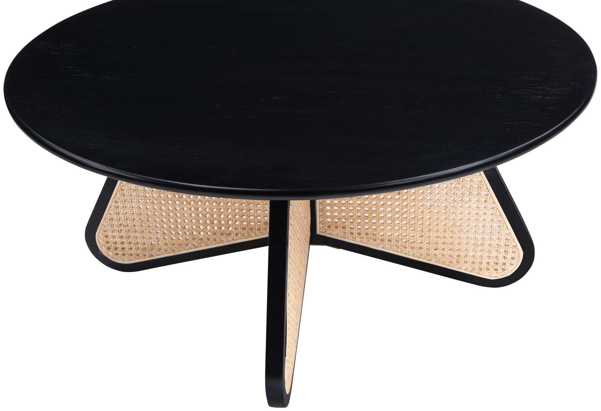 Butterfly 38" Wood Veneer Coffee Table with Natural Cane