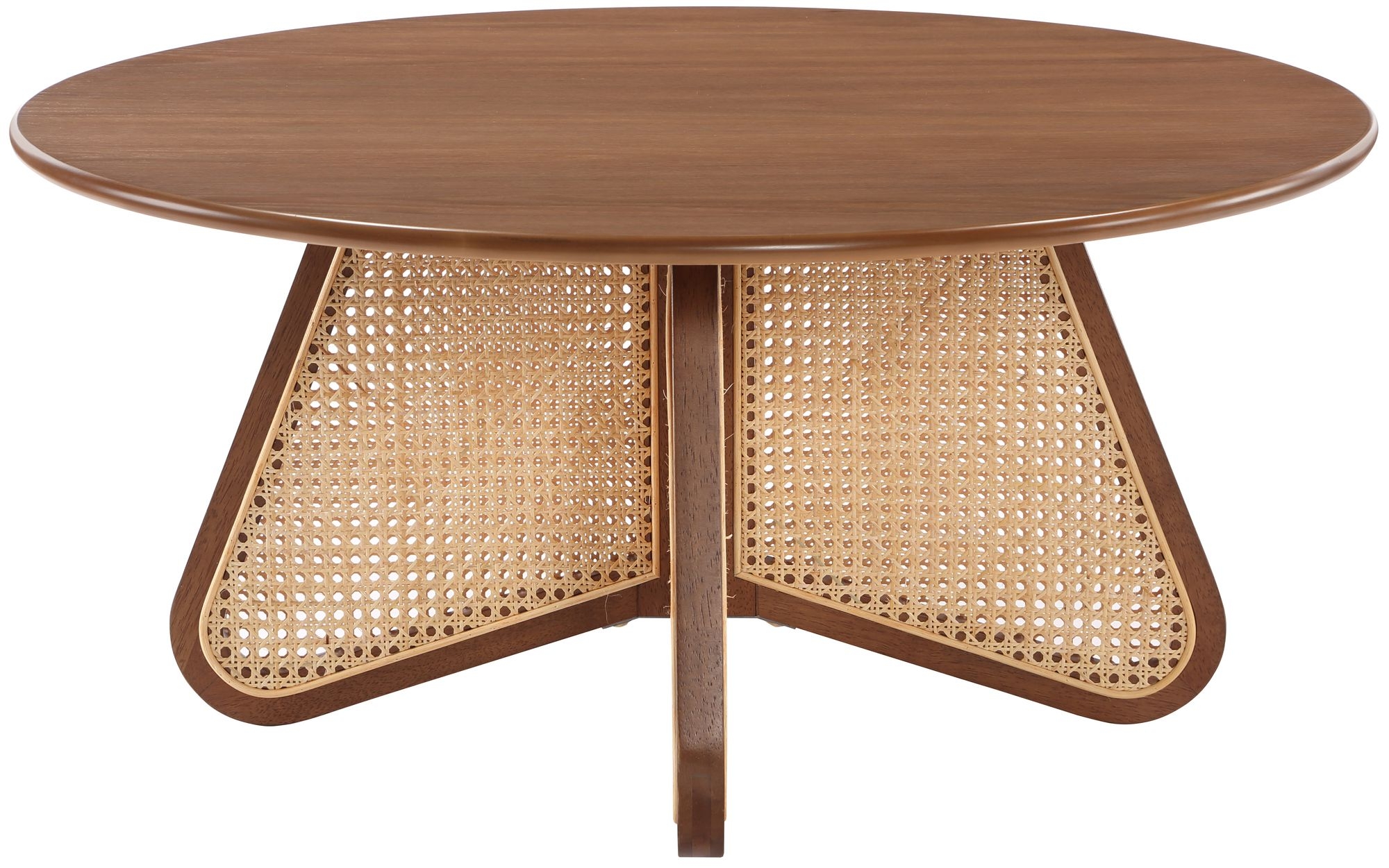 Butterfly 38" Wood Veneer Coffee Table with Natural Cane