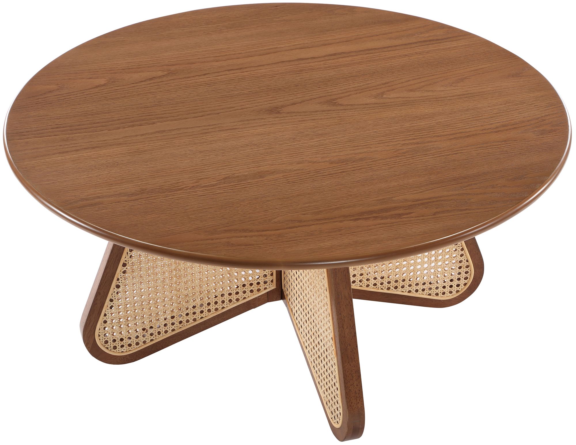 Butterfly 38" Wood Veneer Coffee Table with Natural Cane