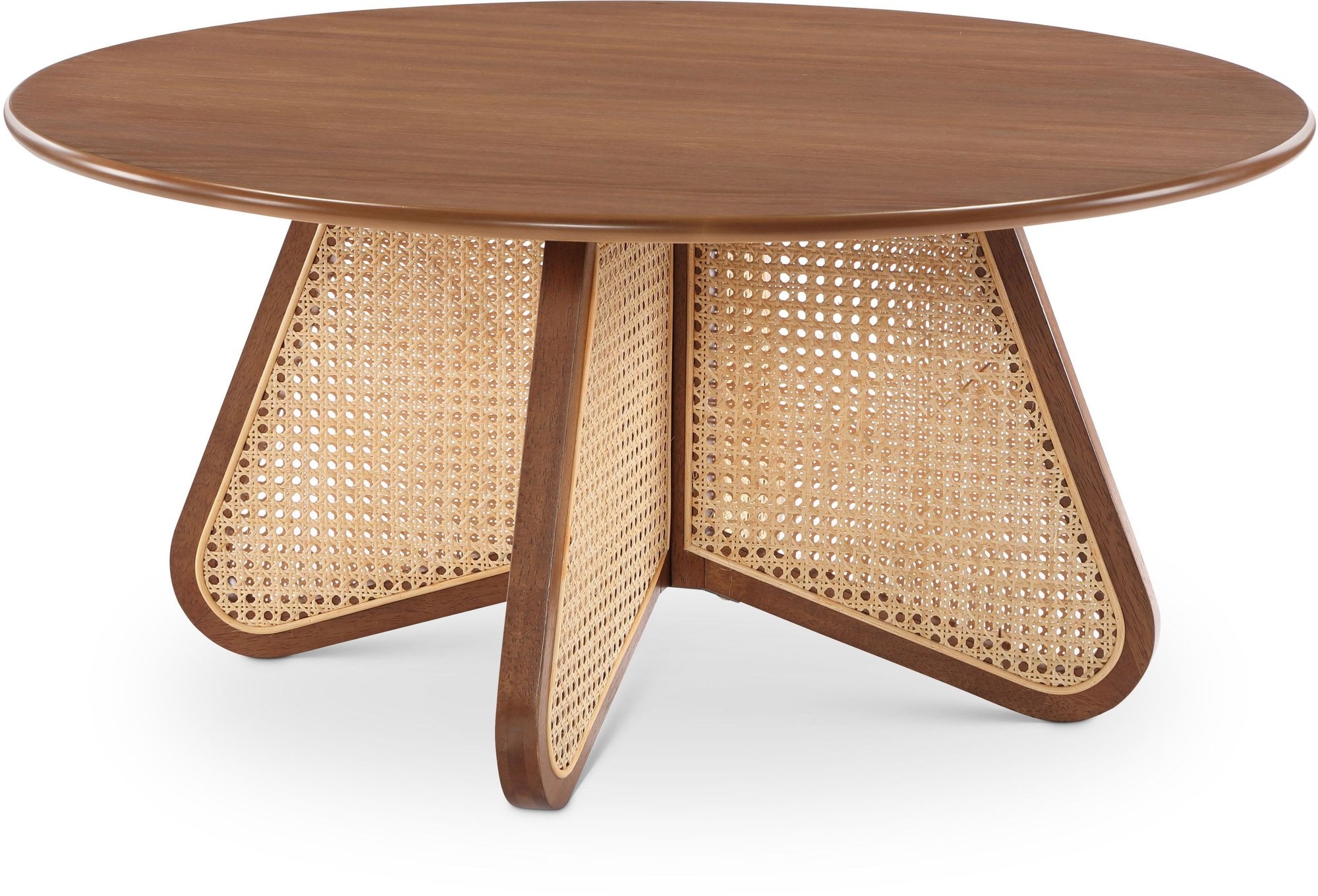 Butterfly 38" Wood Veneer Coffee Table with Natural Cane
