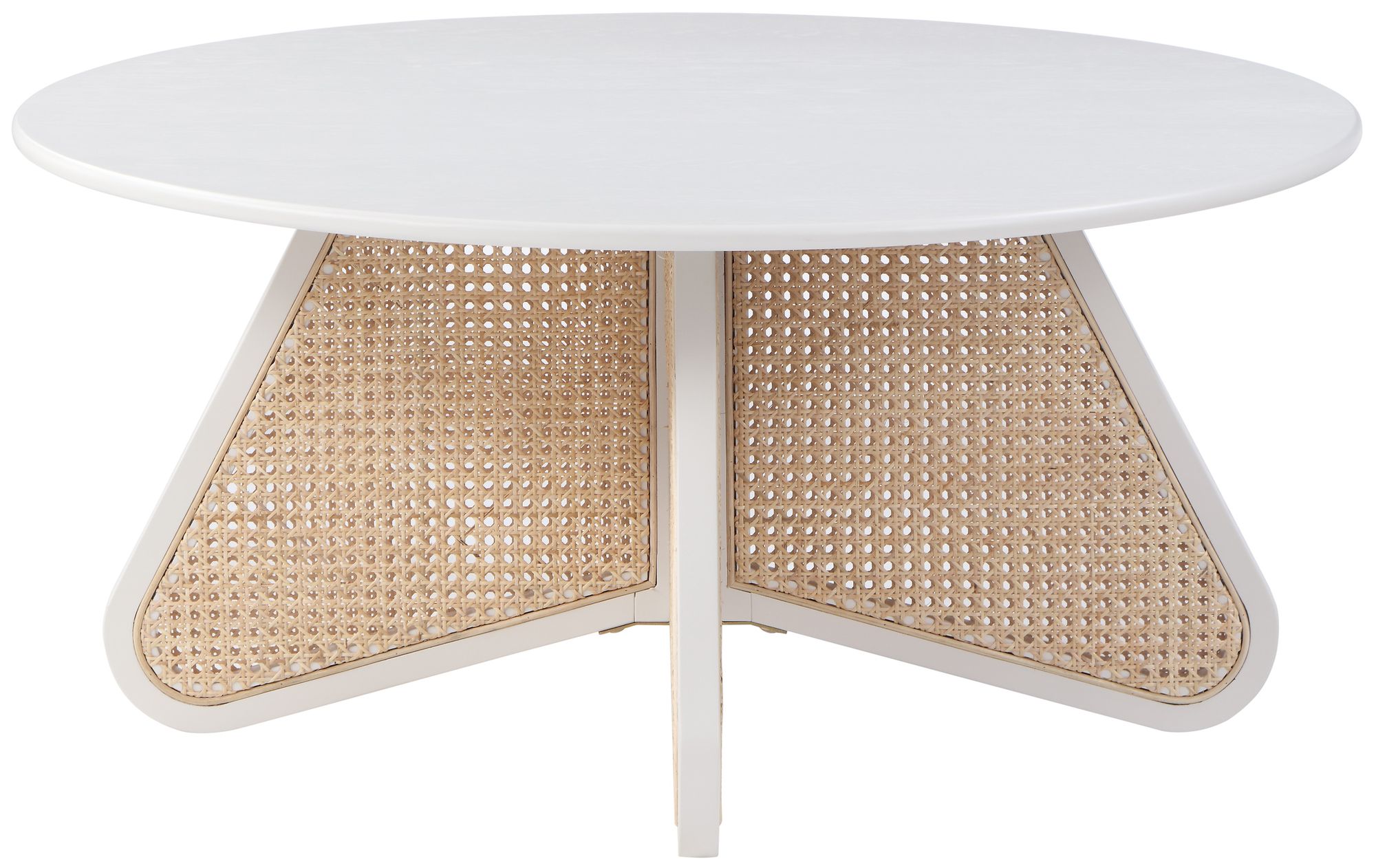 Butterfly 38" Wood Veneer Coffee Table with Natural Cane
