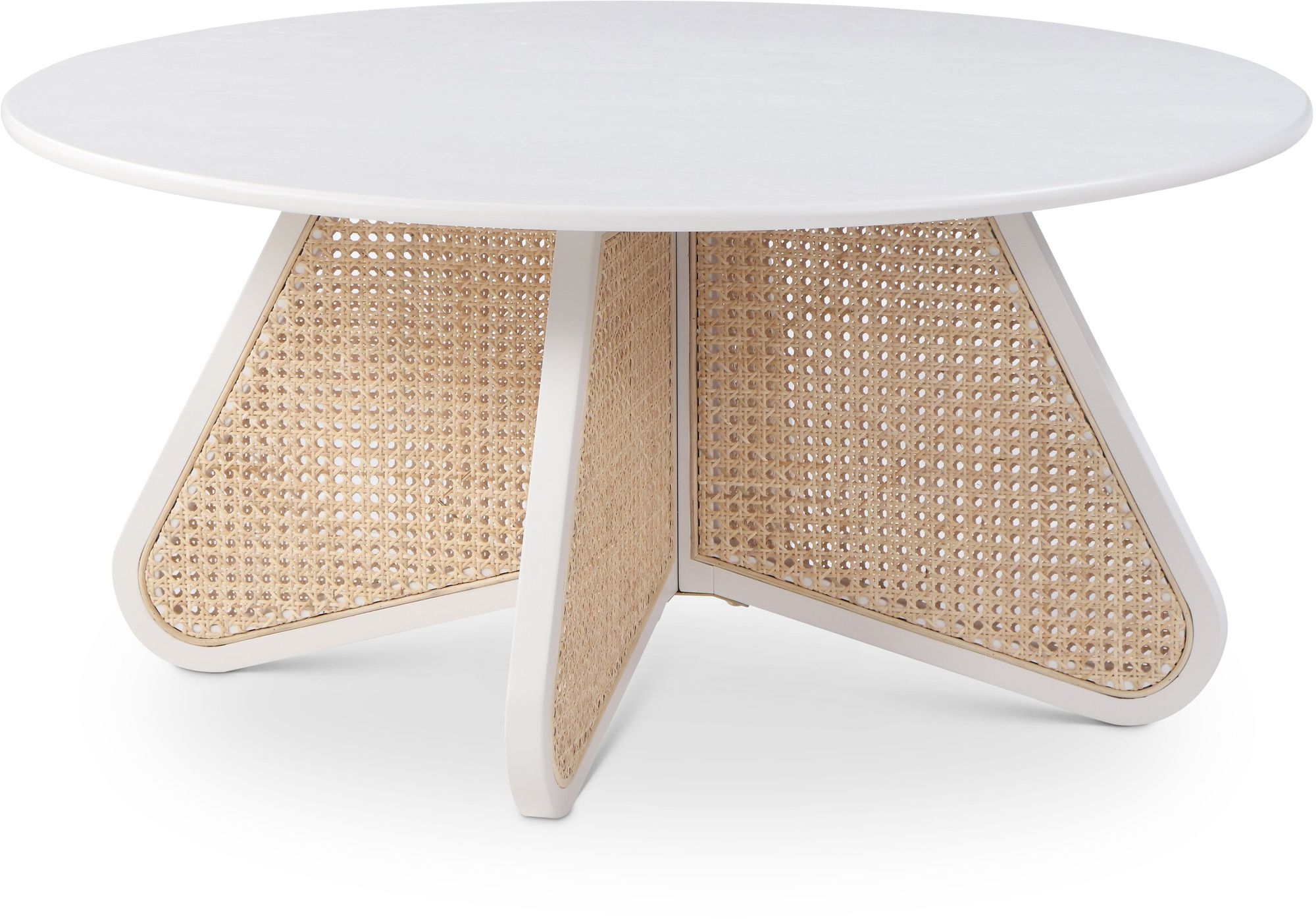 Butterfly 38" Wood Veneer Coffee Table with Natural Cane