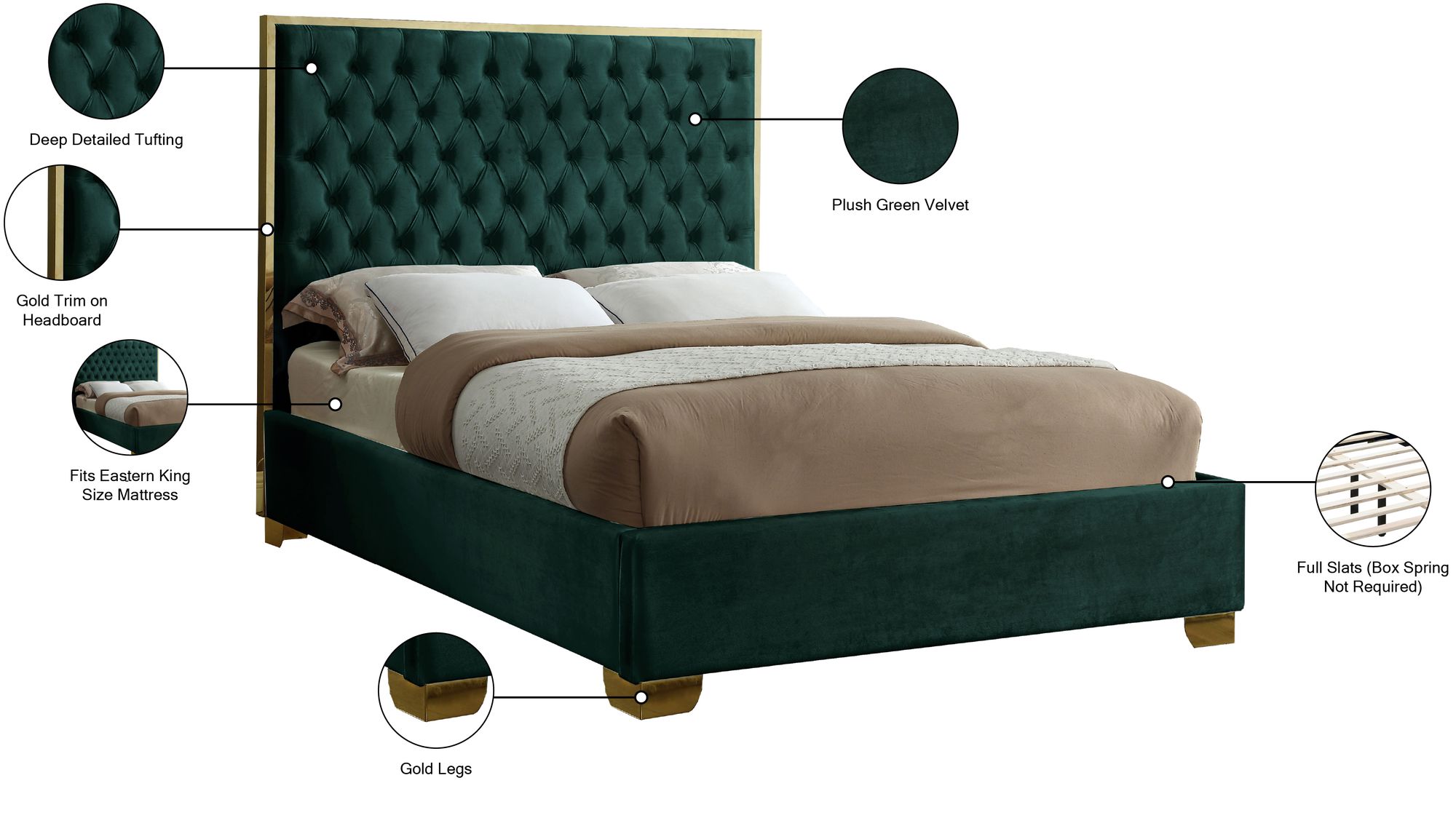 Lana Velvet King Size Bed