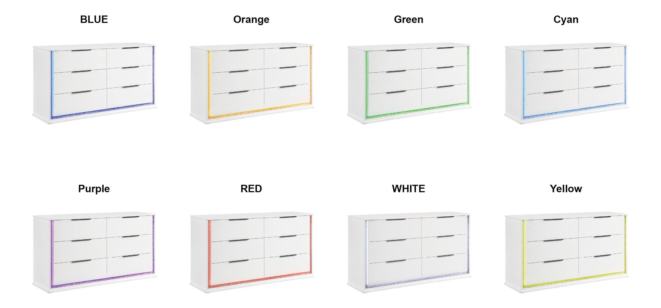 Lumin Wood LED Lighting 6-Drawer Double Dresser
