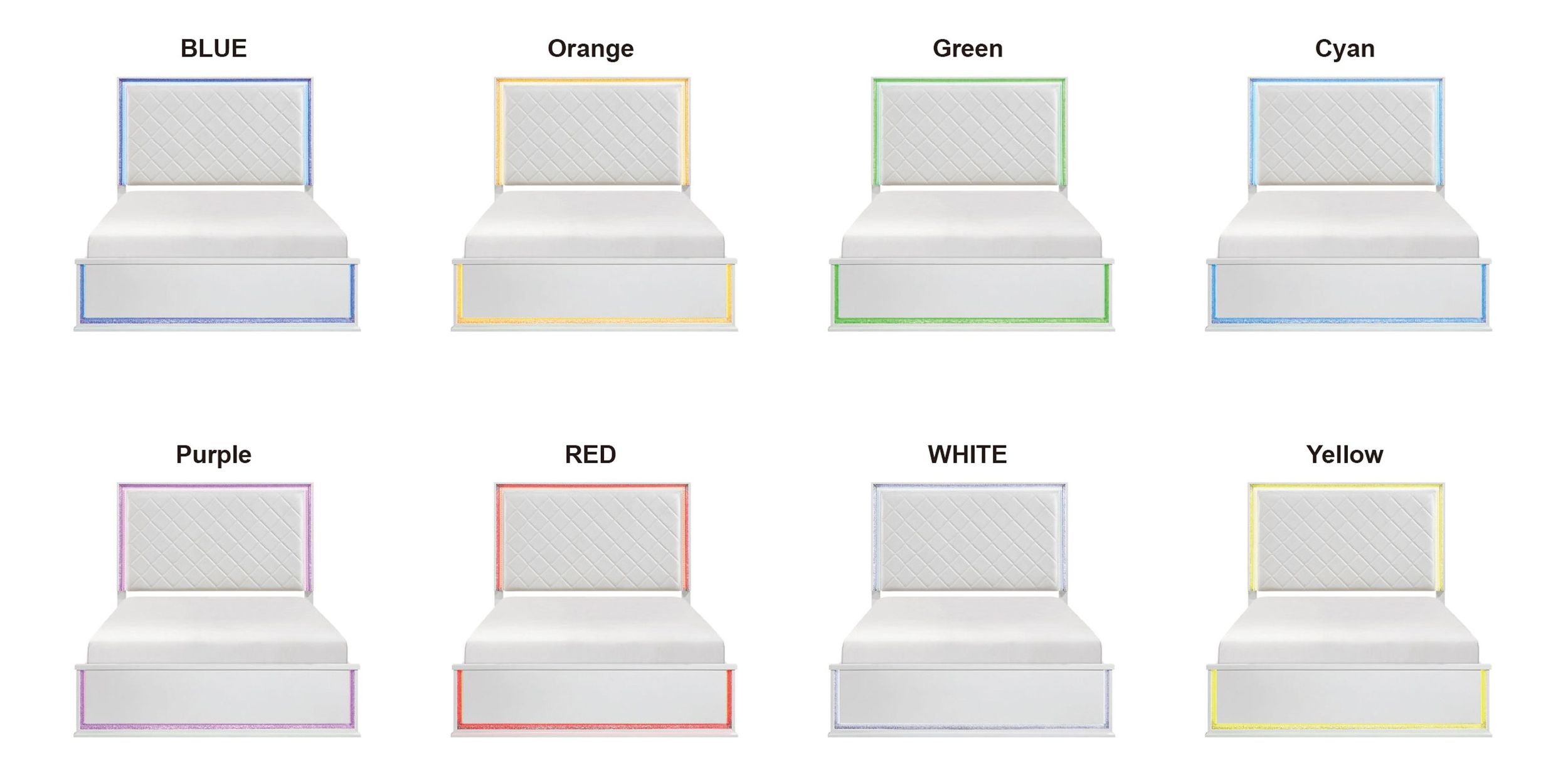 Lumin Faux Leather/Wood Panel Bed with LED Lighting