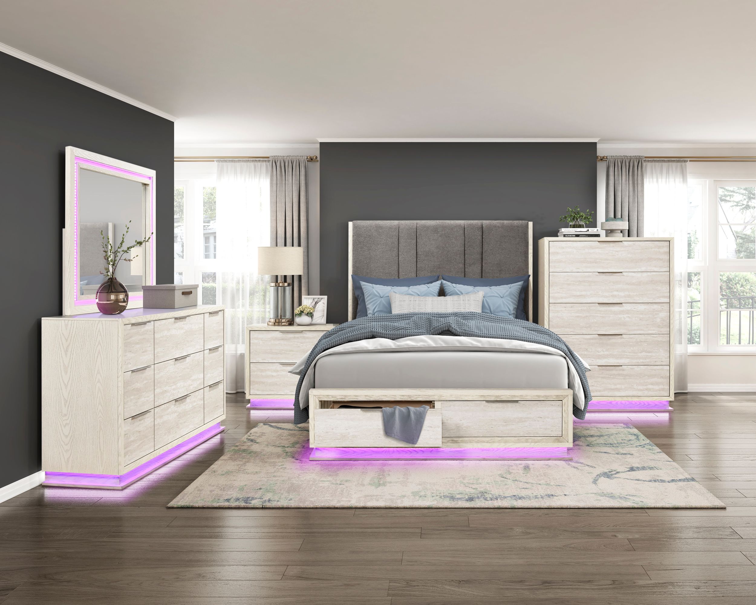 Noctis LED Lighting 2-Drawer Night Stand
