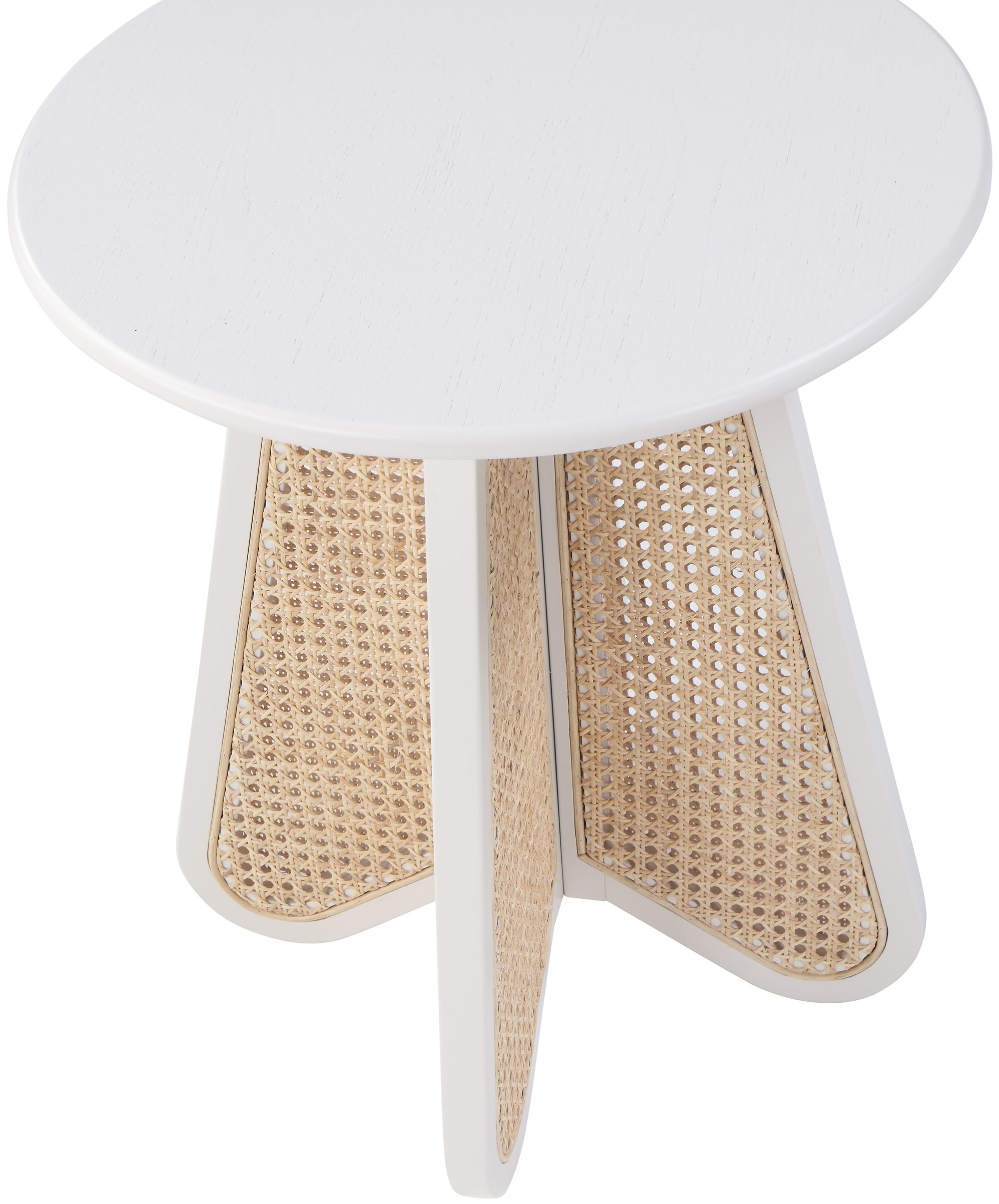 Butterfly 20" Round Wood Veneer End Table with Natural Cane Base