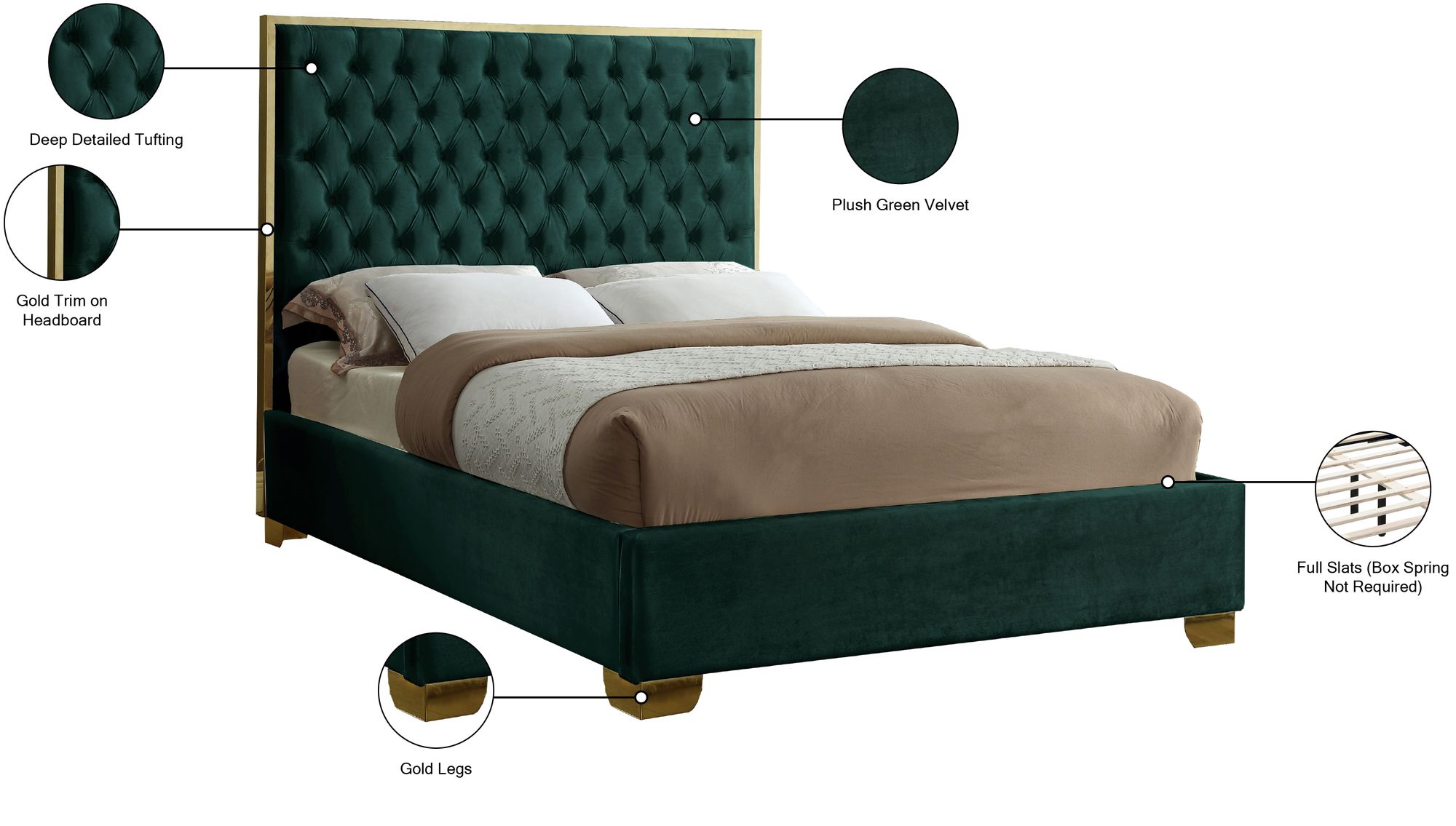 Lana Velvet Queen Size Bed