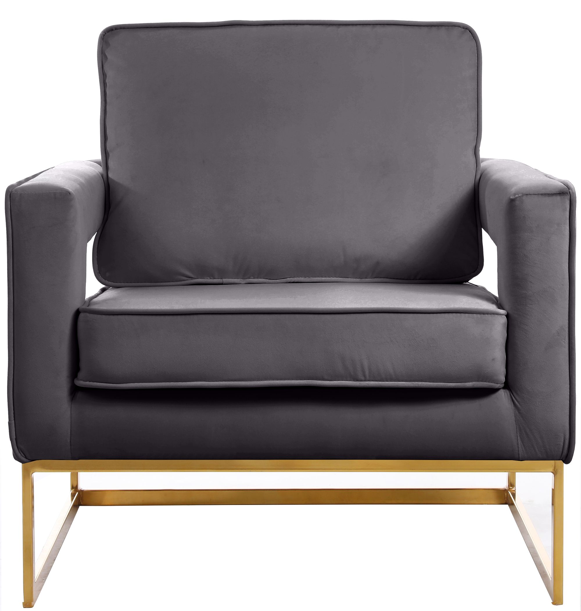 Noah Velvet Accent Chair with Gold Stainless Steel Base