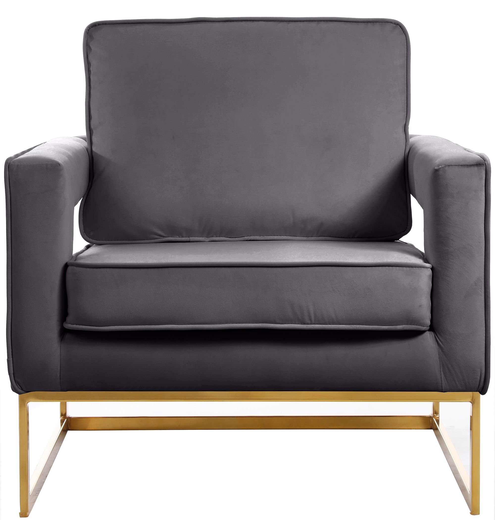 Noah Velvet Accent Chair with Gold Stainless Steel Base