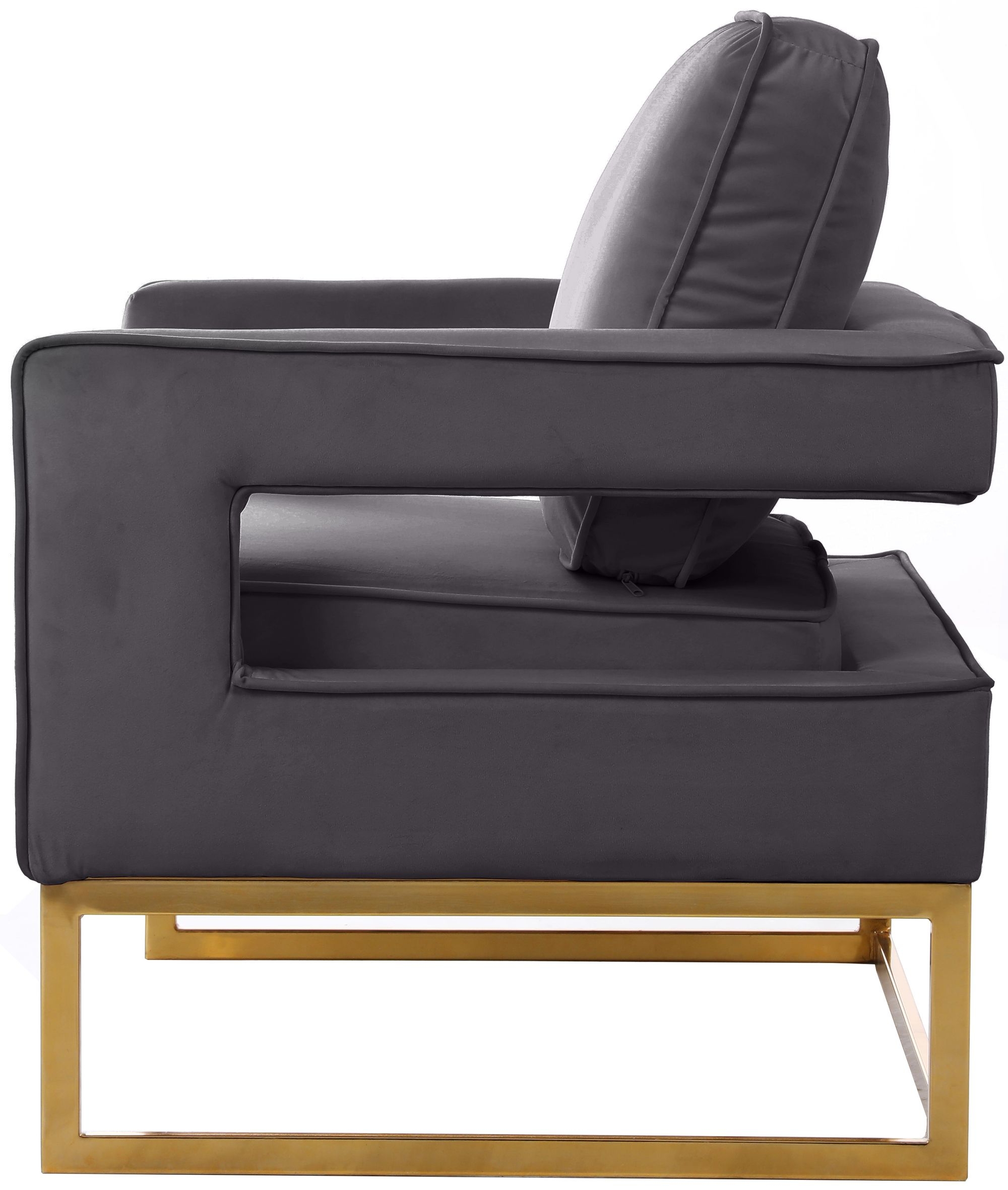 Noah Velvet Accent Chair with Gold Stainless Steel Base