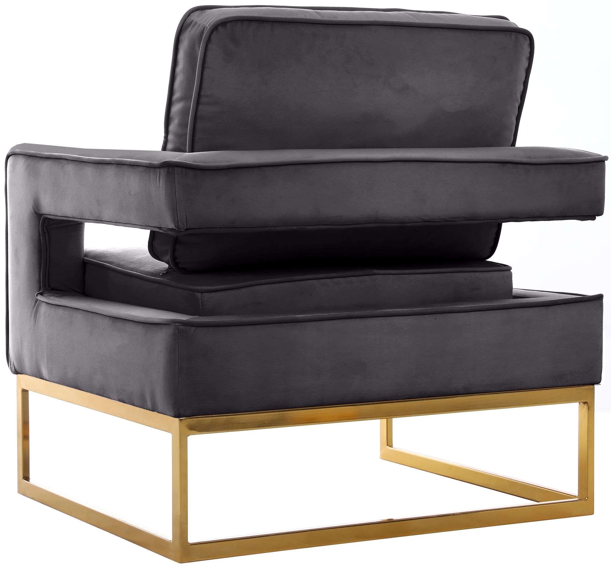 Noah Velvet Accent Chair with Gold Stainless Steel Base