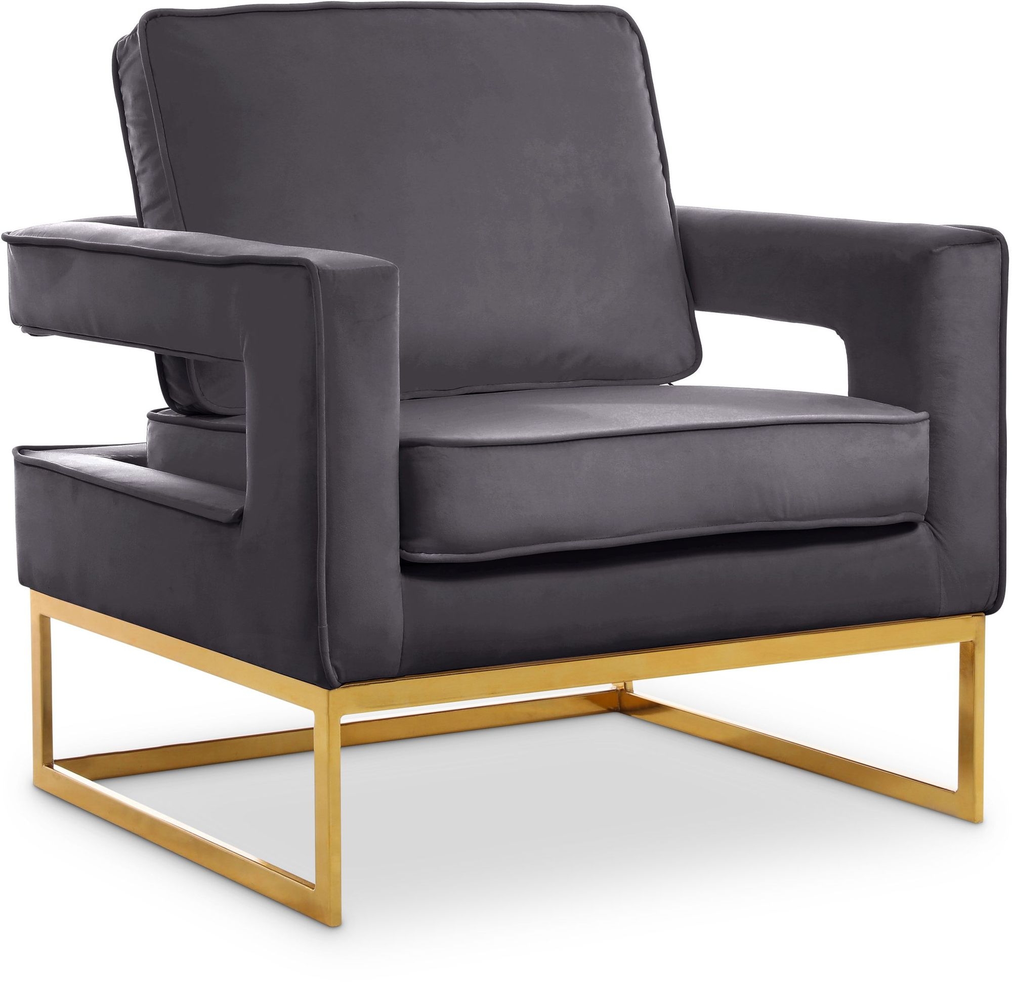 Noah Velvet Accent Chair with Gold Stainless Steel Base