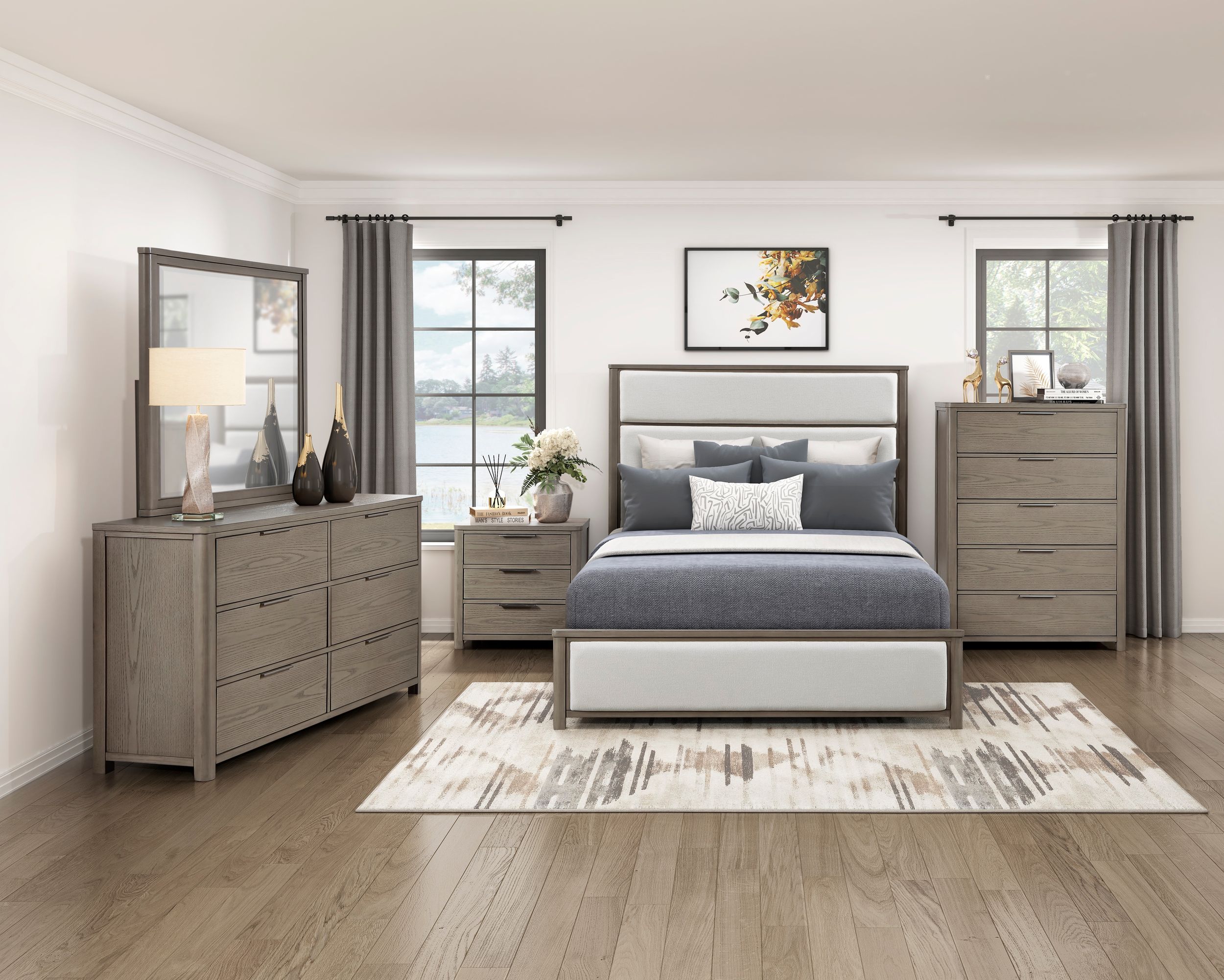 Dalston Chenille/Wood Panel Bed