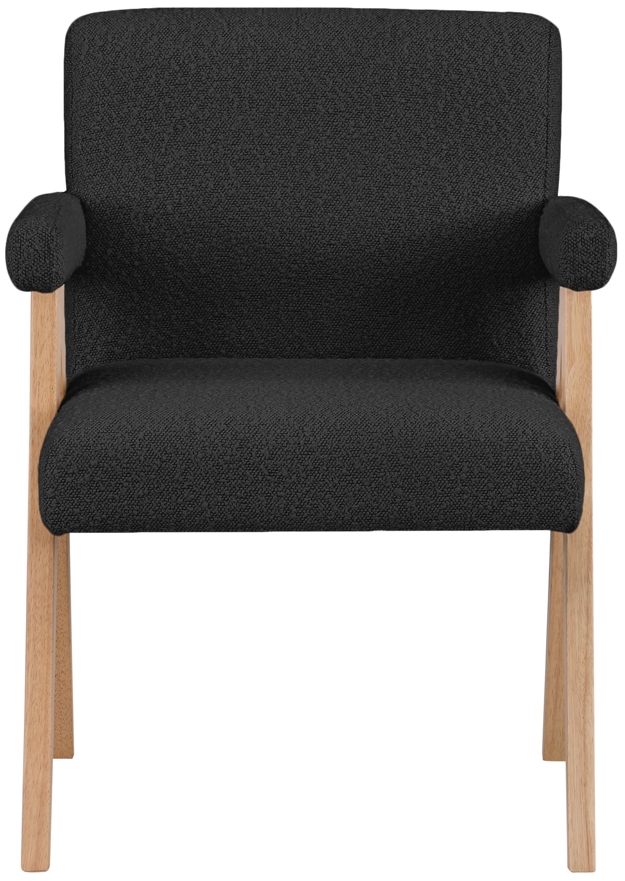 Woodloch Boucle Fabric Accent Chair with Natural Finish Solid Wood Frame