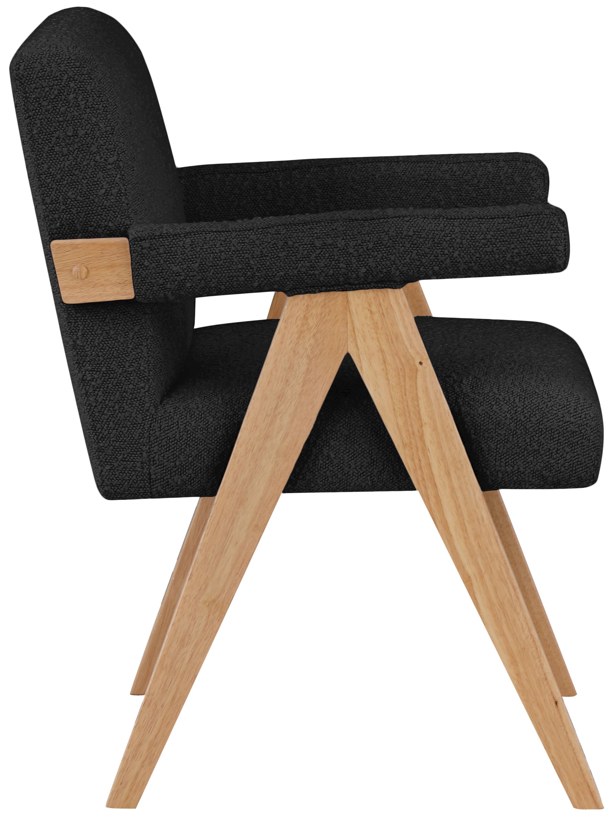 Woodloch Boucle Fabric Accent Chair with Natural Finish Solid Wood Frame