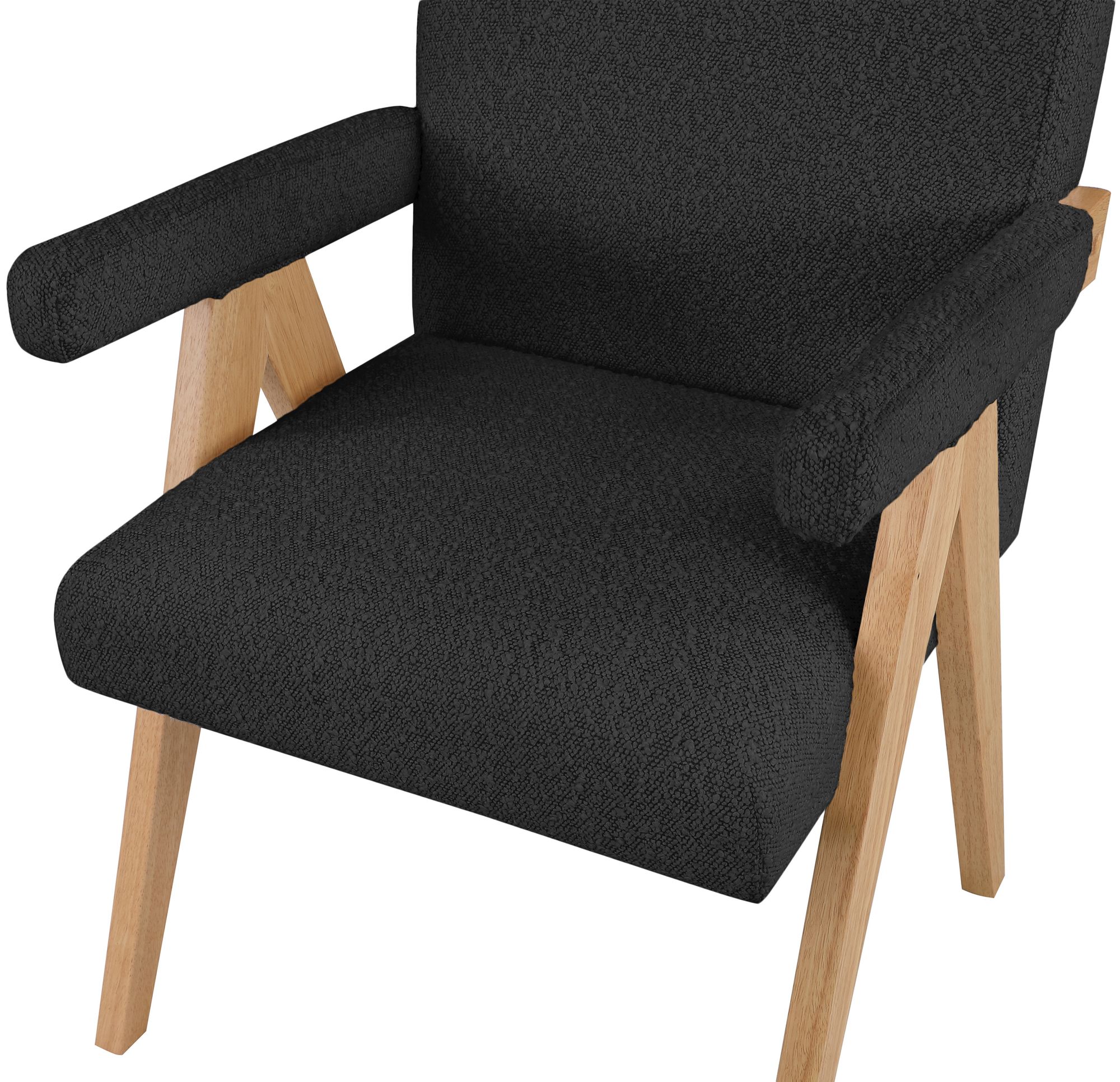 Woodloch Boucle Fabric Accent Chair with Natural Finish Solid Wood Frame