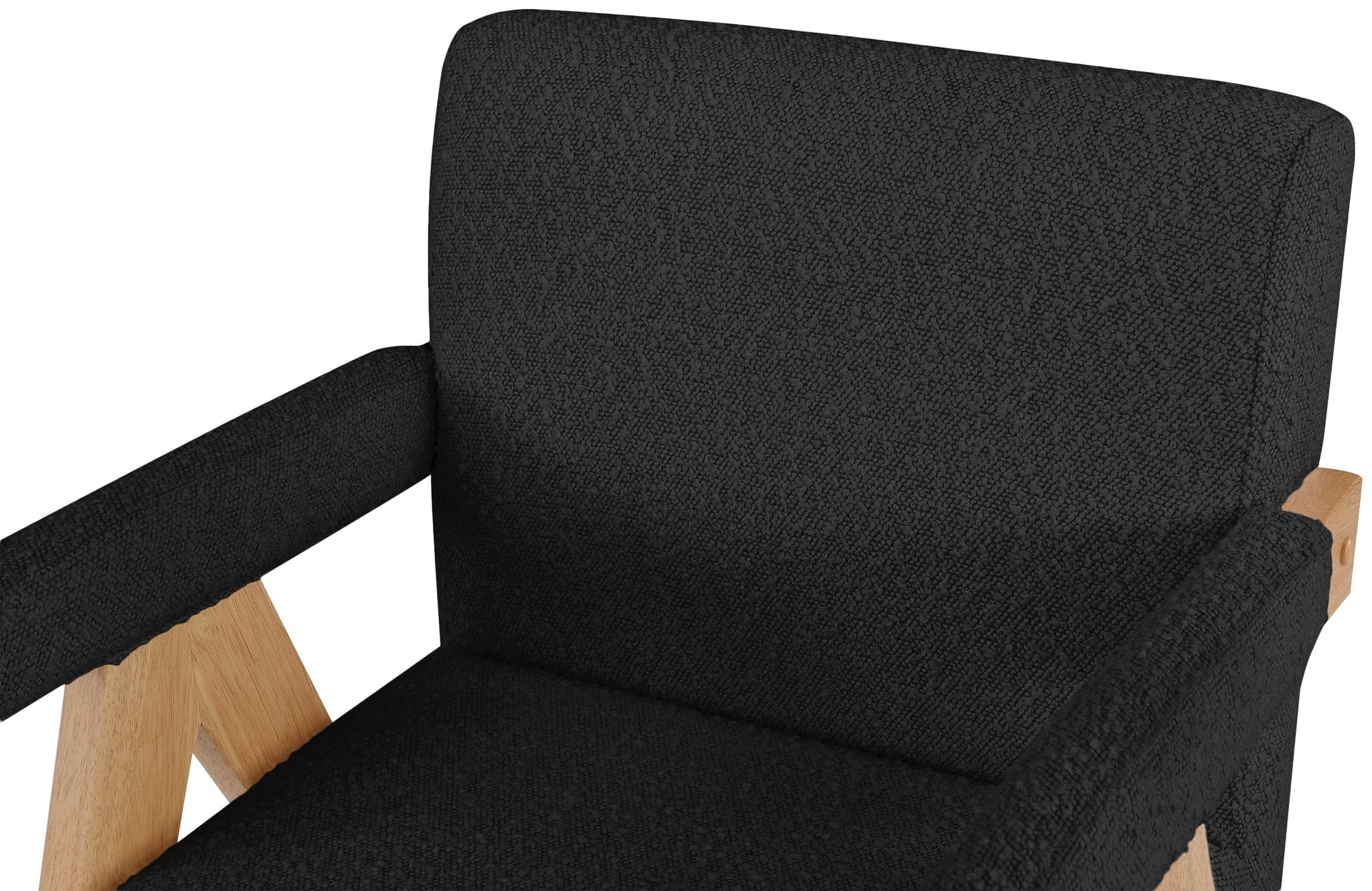 Woodloch Boucle Fabric Accent Chair with Natural Finish Solid Wood Frame