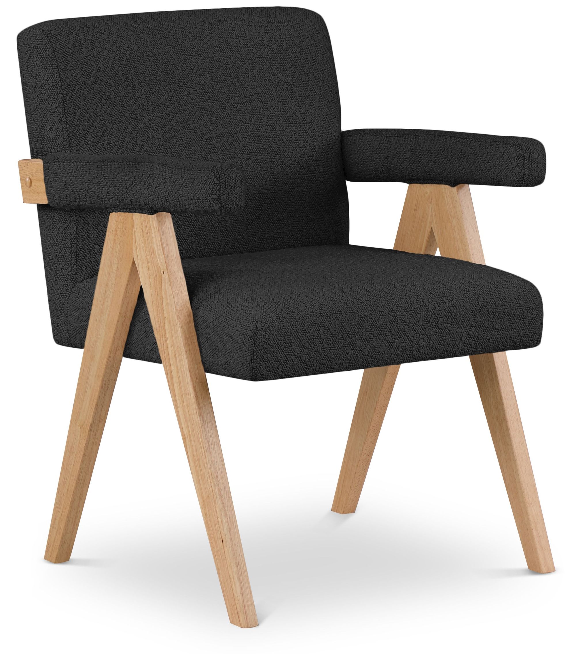Woodloch Boucle Fabric Accent Chair with Natural Finish Solid Wood Frame