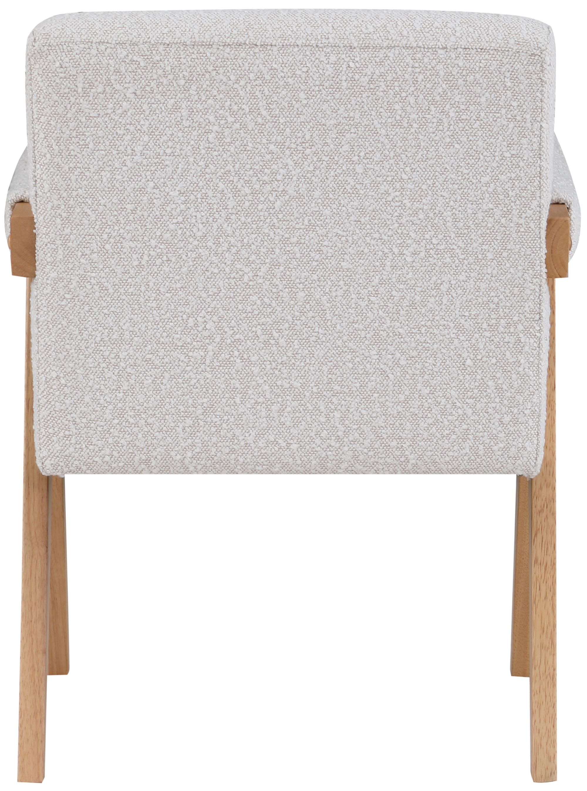 Woodloch Boucle Fabric Accent Chair with Natural Finish Solid Wood Frame