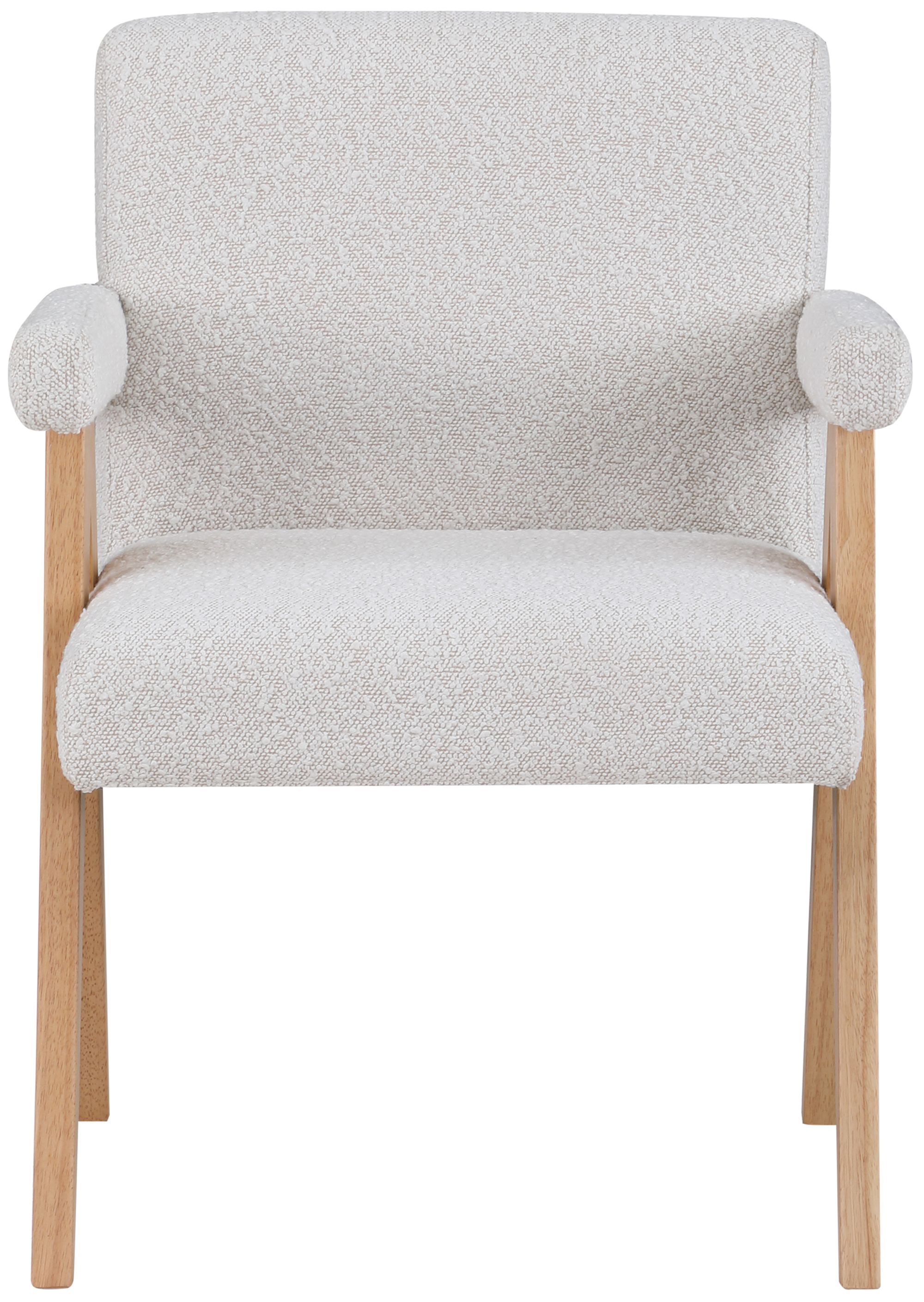 Woodloch Boucle Fabric Accent Chair with Natural Finish Solid Wood Frame