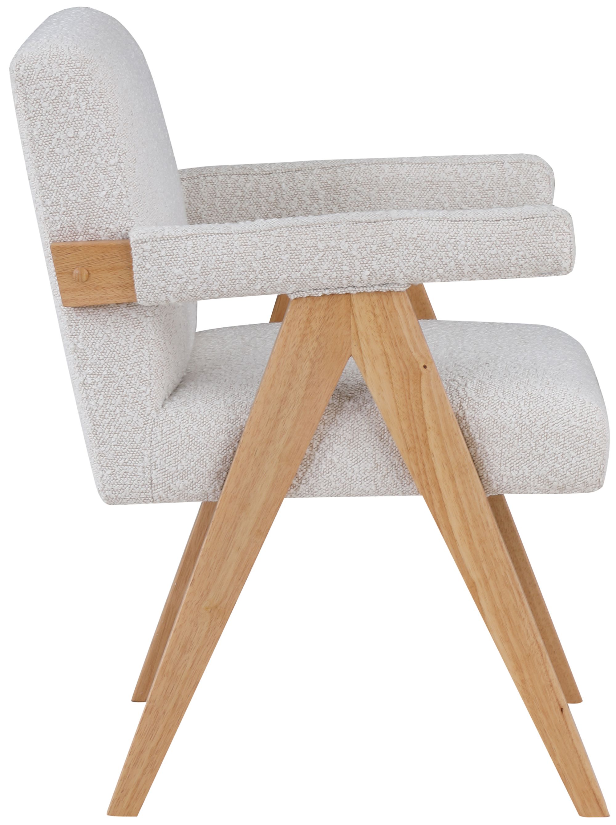 Woodloch Boucle Fabric Accent Chair with Natural Finish Solid Wood Frame