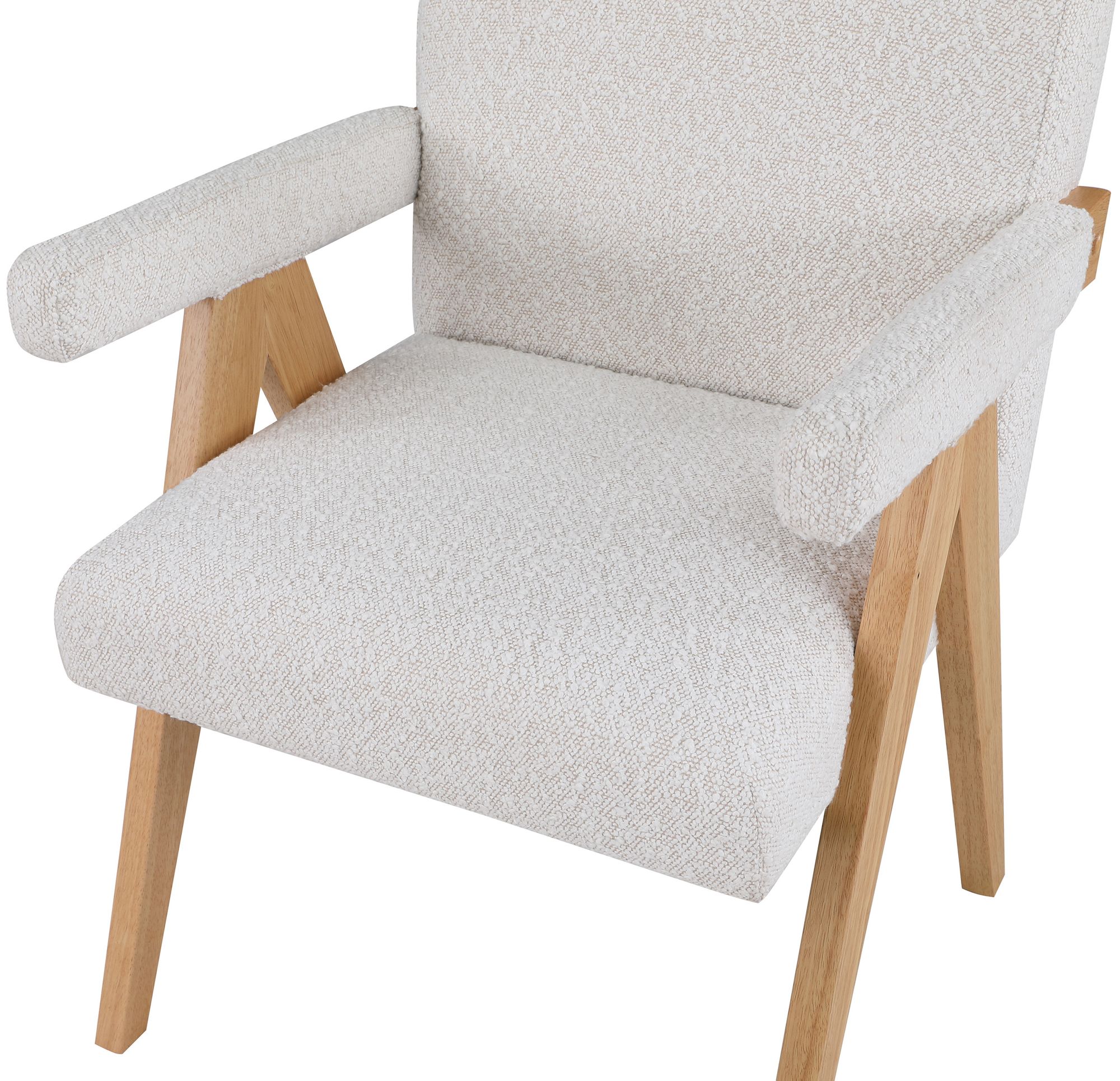 Woodloch Boucle Fabric Accent Chair with Natural Finish Solid Wood Frame