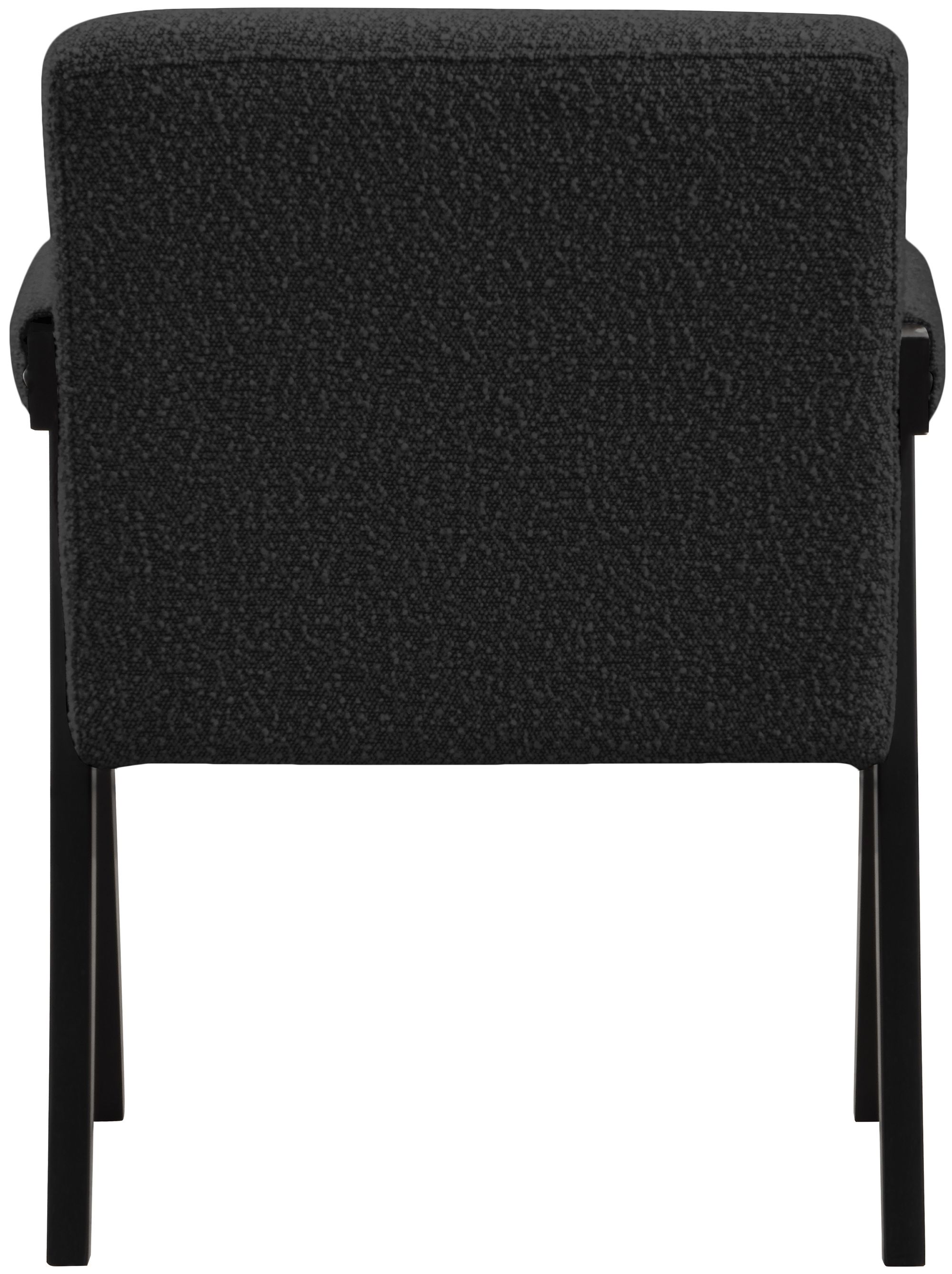 Woodloch Boucle Fabric Accent Chair with Black Finish Solid Wood Frame