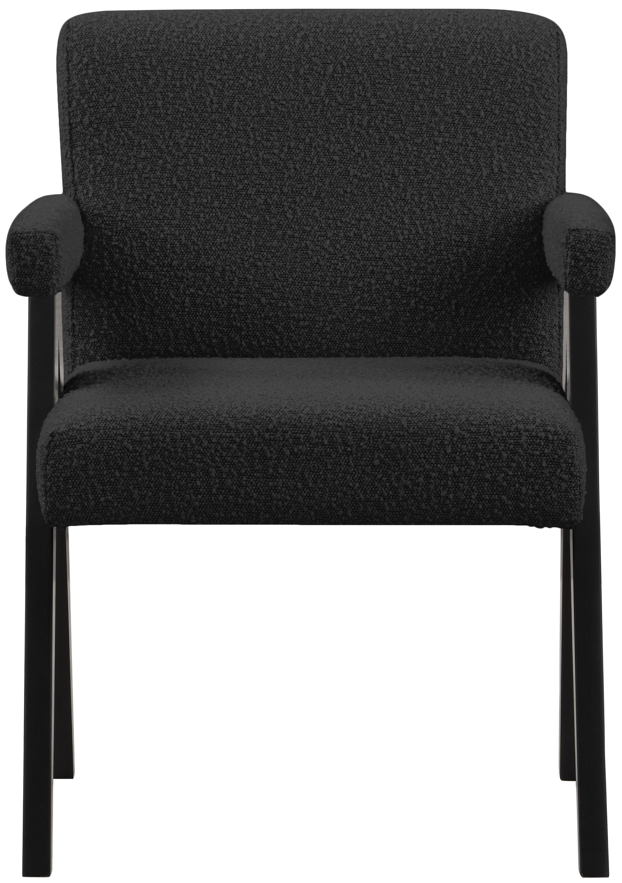 Woodloch Boucle Fabric Accent Chair with Black Finish Solid Wood Frame