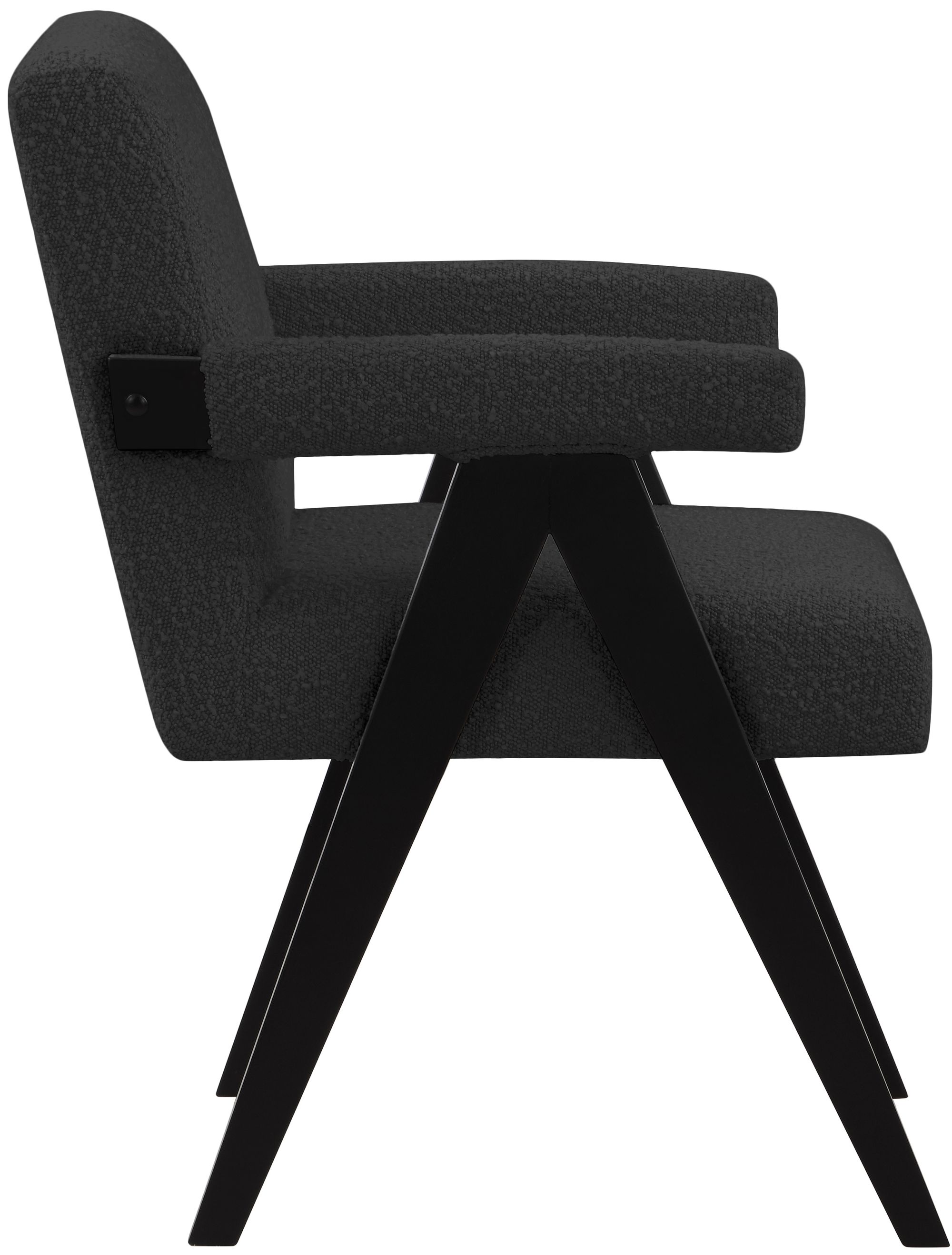 Woodloch Boucle Fabric Accent Chair with Black Finish Solid Wood Frame