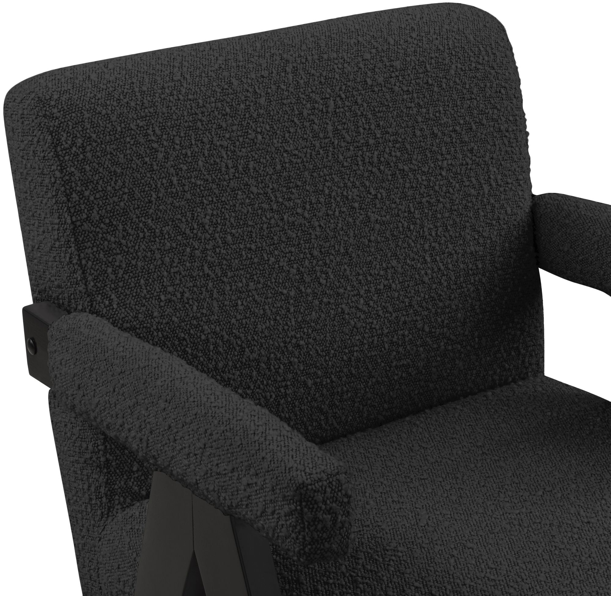 Woodloch Boucle Fabric Accent Chair with Black Finish Solid Wood Frame
