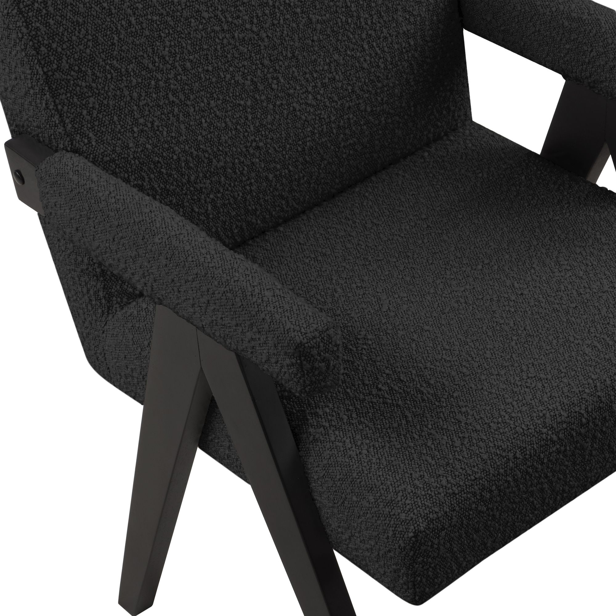 Woodloch Boucle Fabric Accent Chair with Black Finish Solid Wood Frame