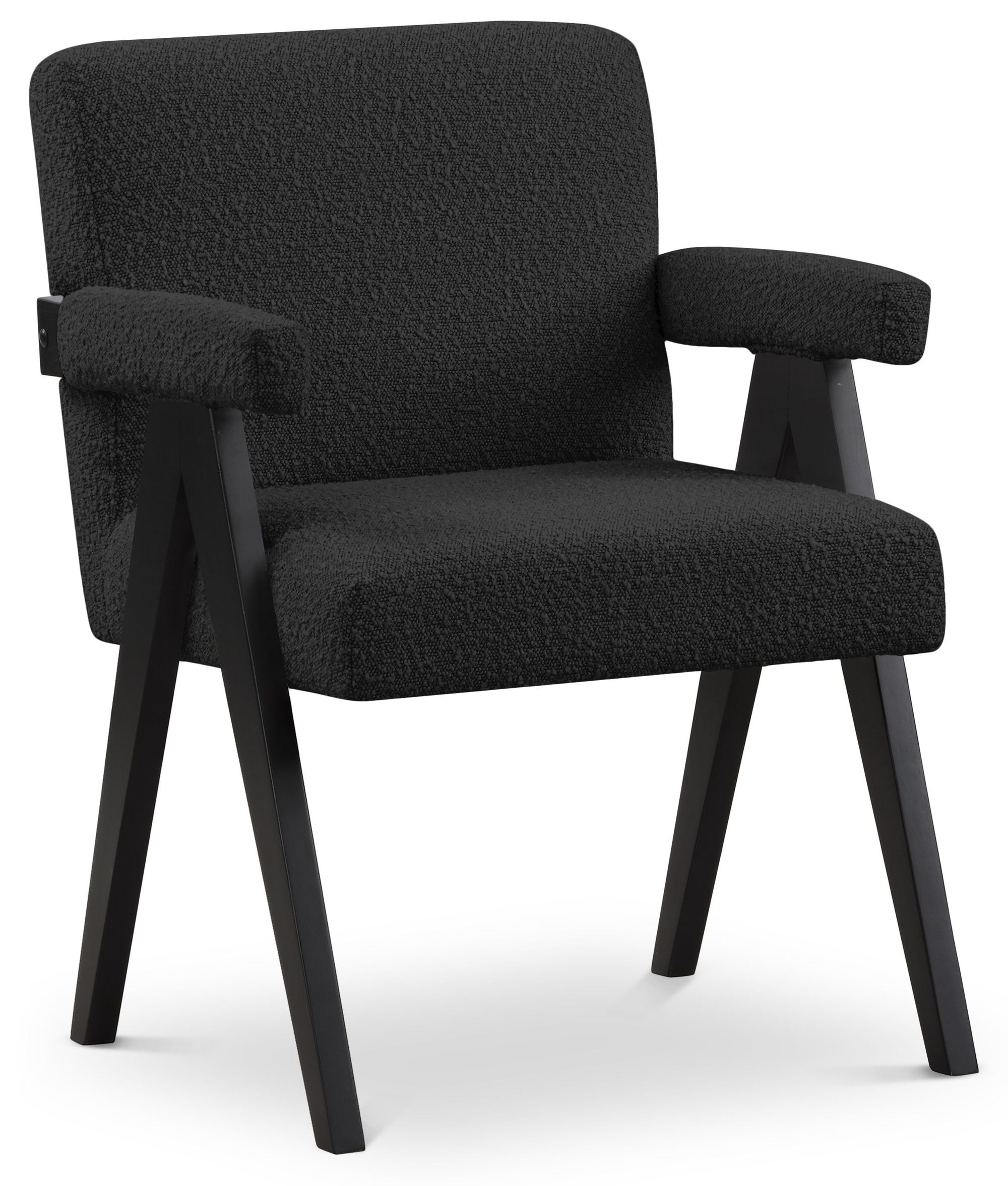 Woodloch Boucle Fabric Accent Chair with Black Finish Solid Wood Frame