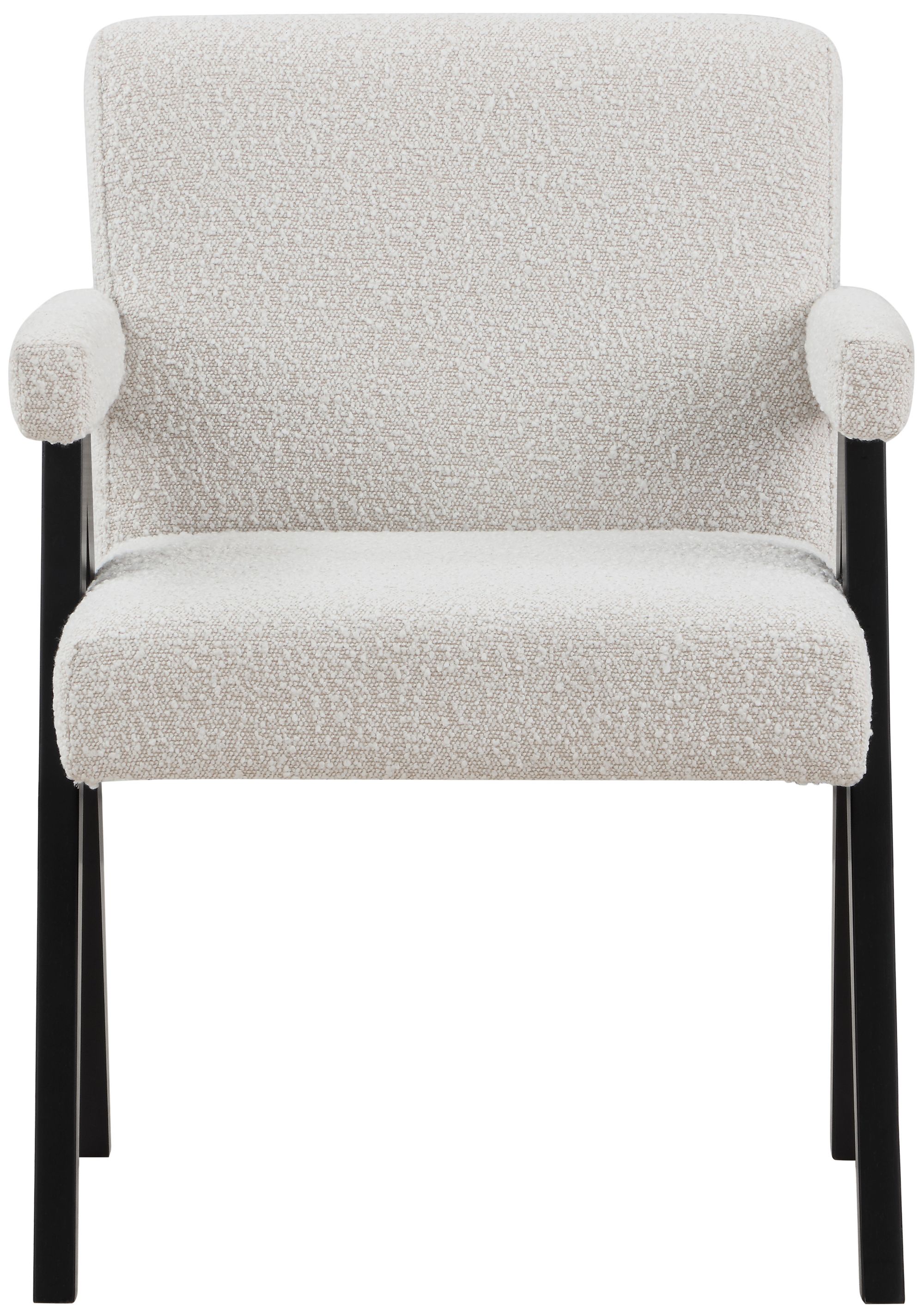 Woodloch Boucle Fabric Accent Chair with Black Finish Solid Wood Frame