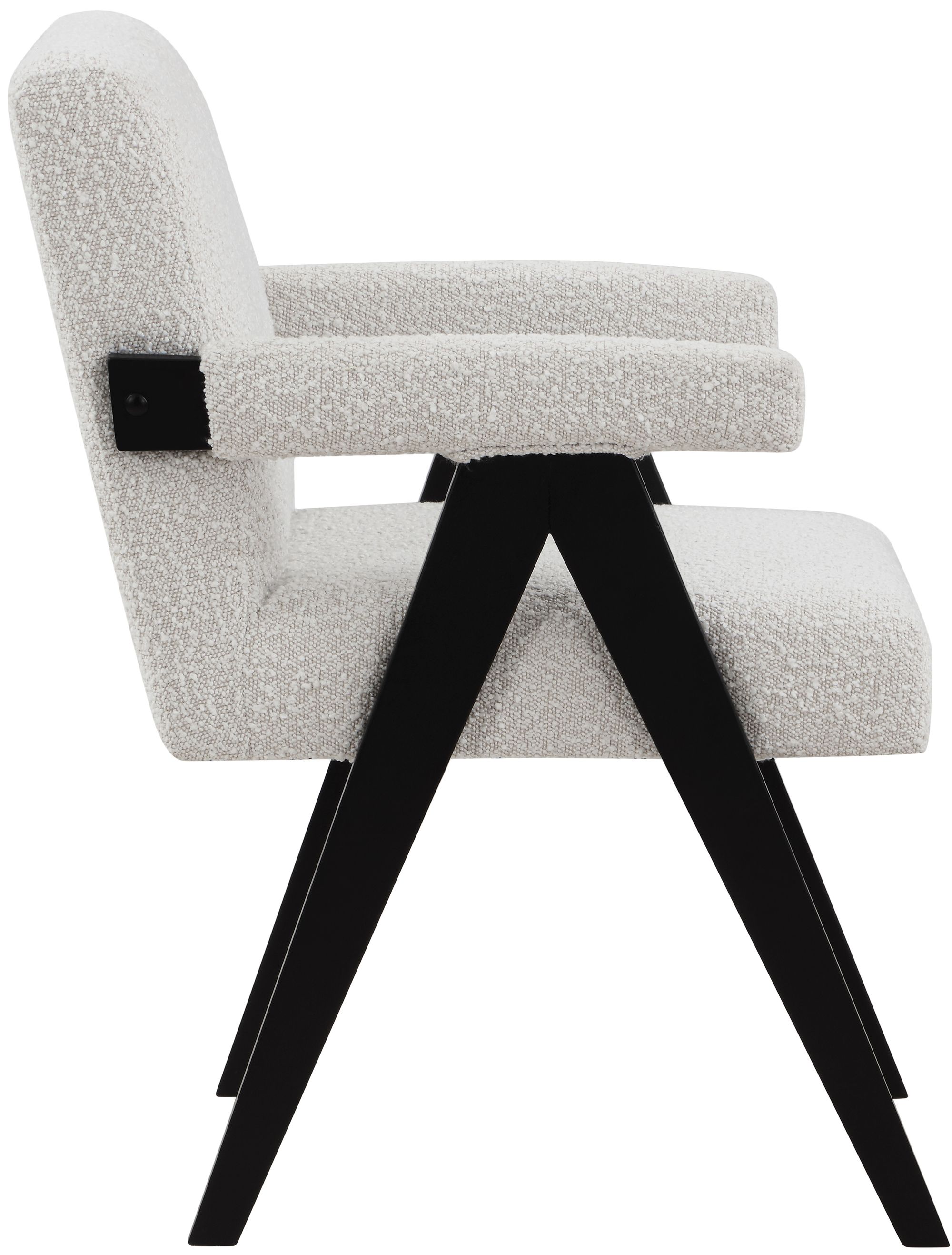 Woodloch Boucle Fabric Accent Chair with Black Finish Solid Wood Frame