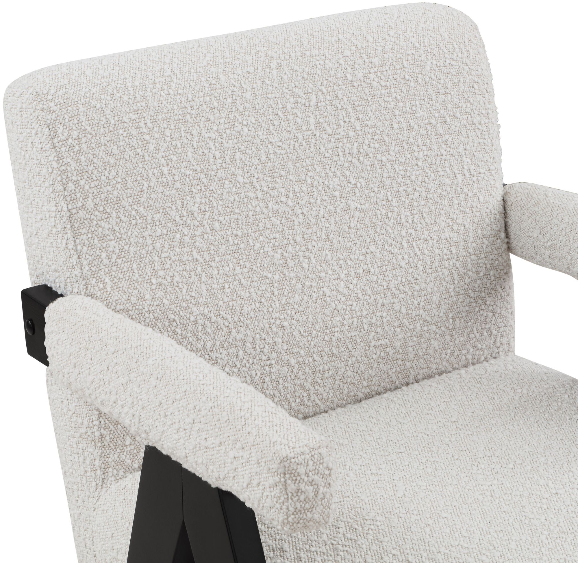 Woodloch Boucle Fabric Accent Chair with Black Finish Solid Wood Frame