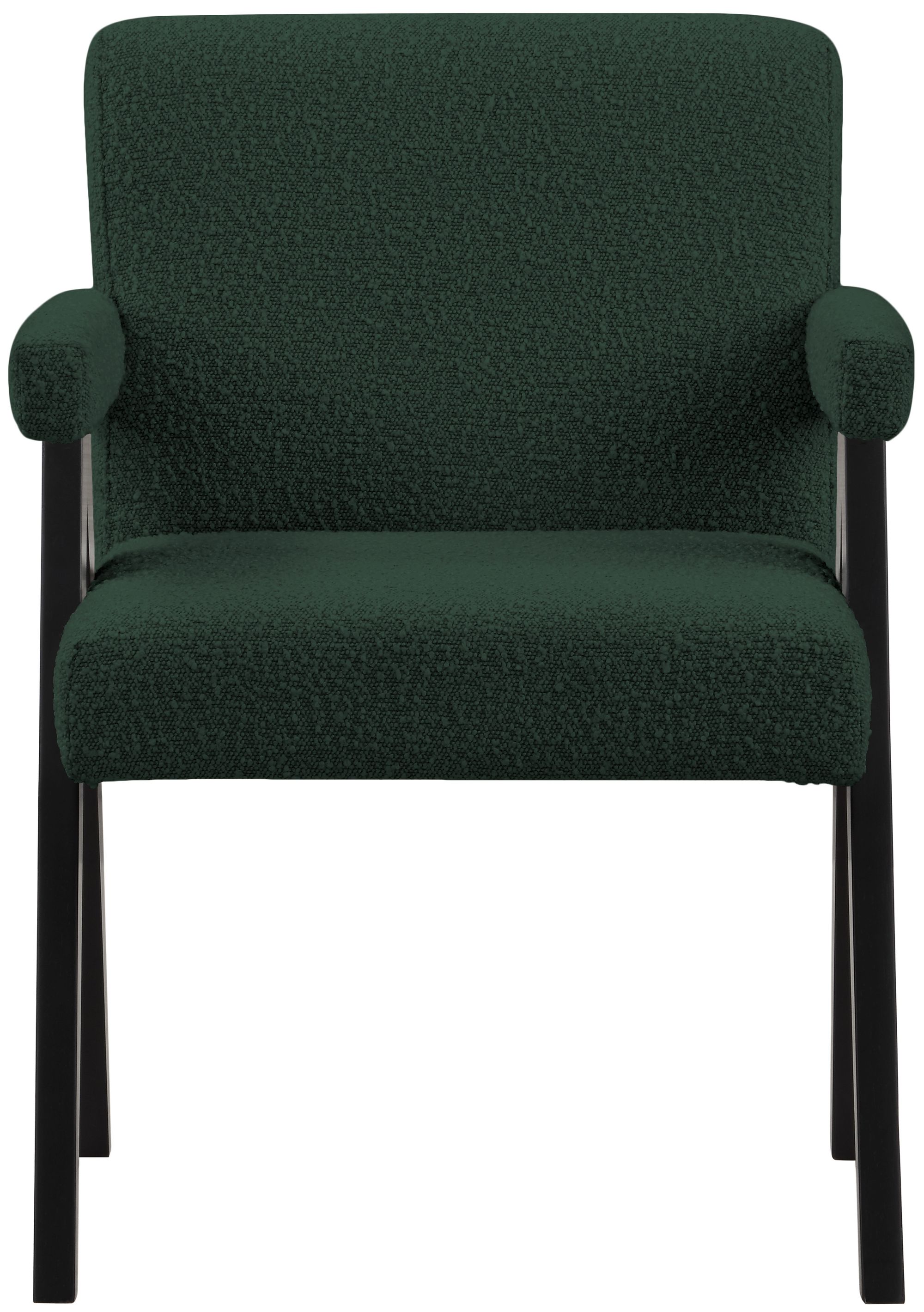 Woodloch Boucle Fabric Accent Chair with Black Finish Solid Wood Frame