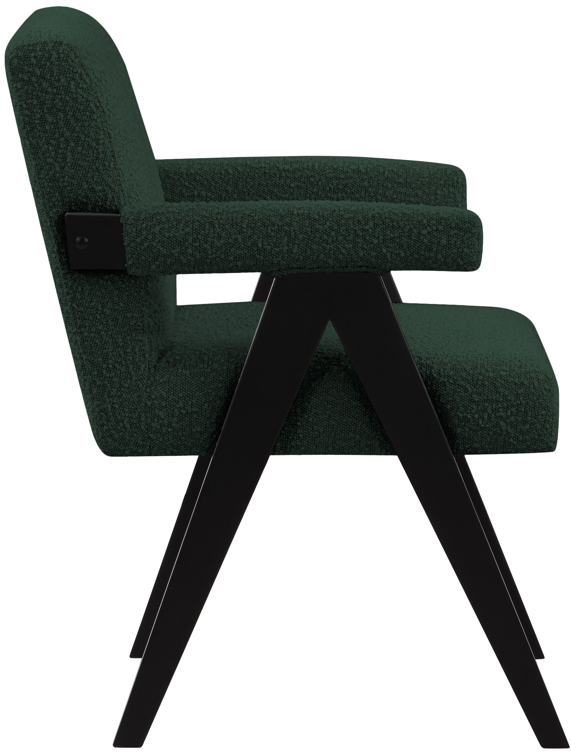 Woodloch Boucle Fabric Accent Chair with Black Finish Solid Wood Frame
