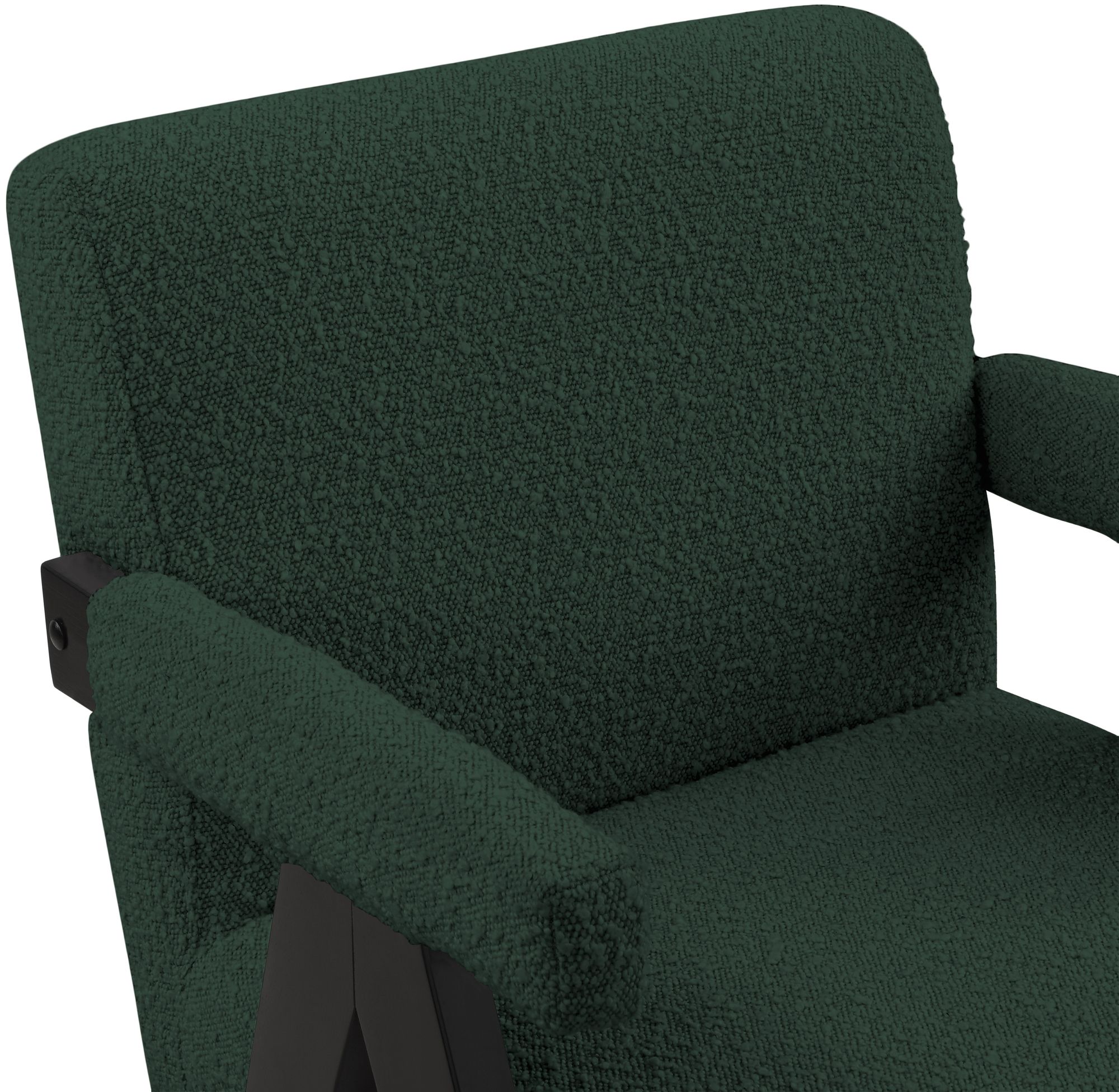 Woodloch Boucle Fabric Accent Chair with Black Finish Solid Wood Frame