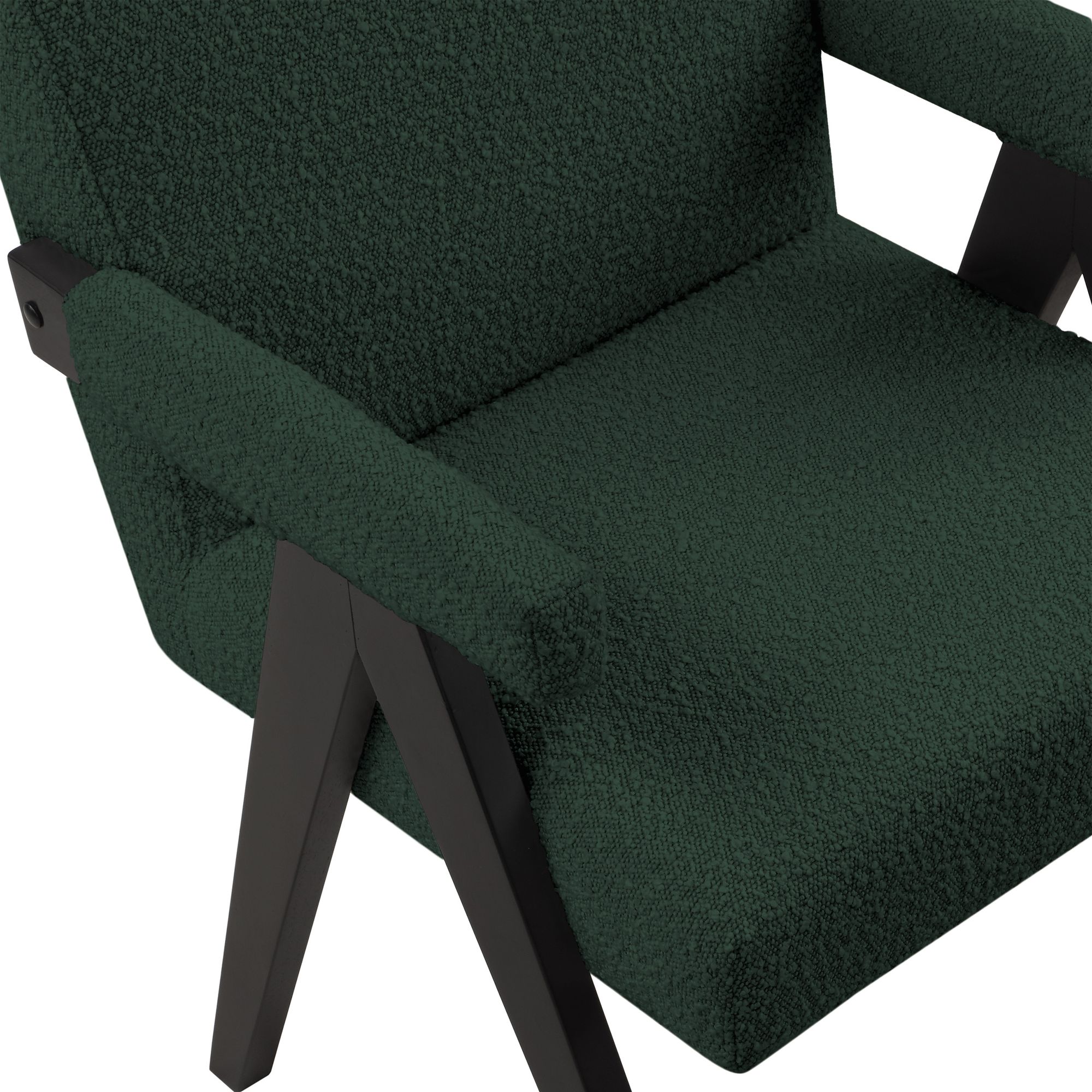 Woodloch Boucle Fabric Accent Chair with Black Finish Solid Wood Frame
