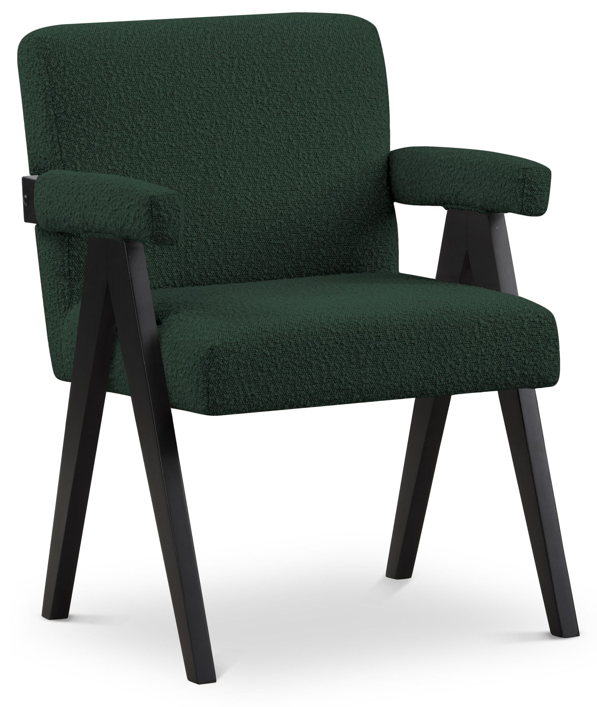 Woodloch Boucle Fabric Accent Chair with Black Finish Solid Wood Frame