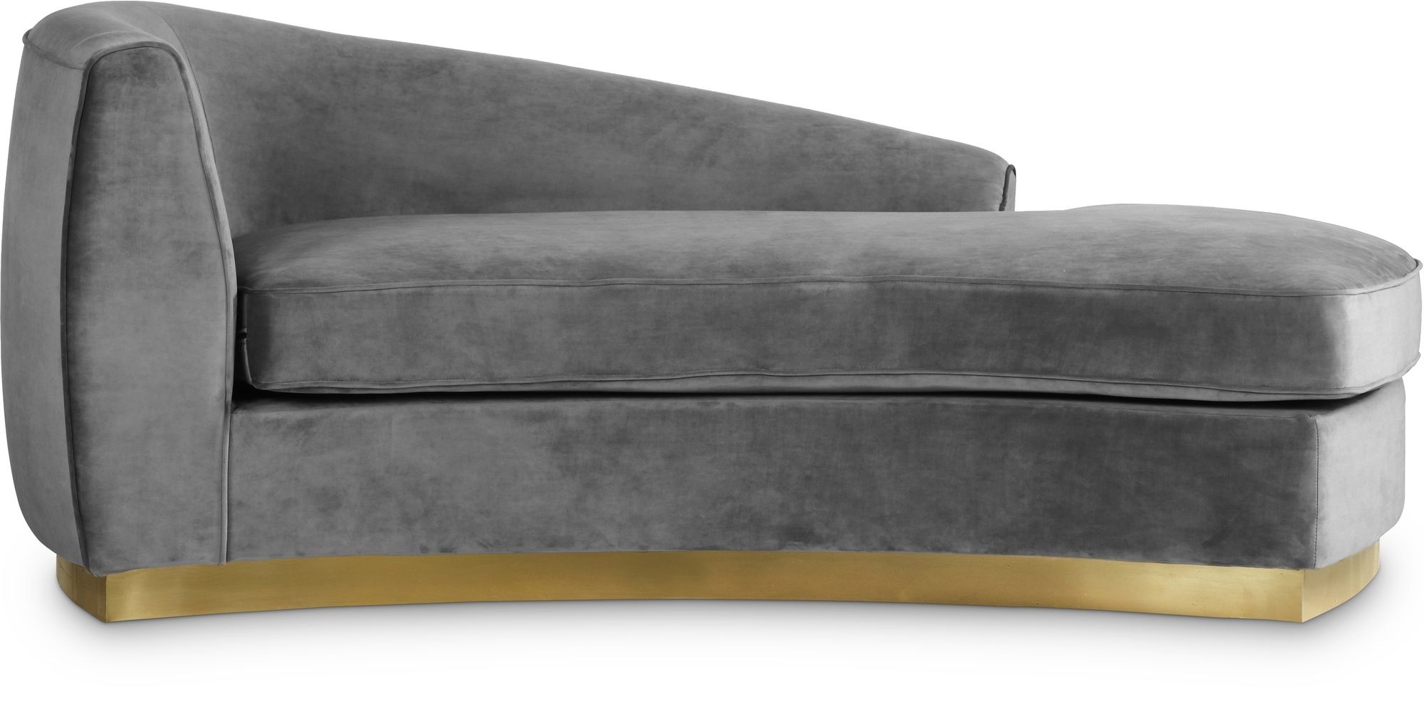 Julian Velvet Chaise Lounge with Stainless Steel Base